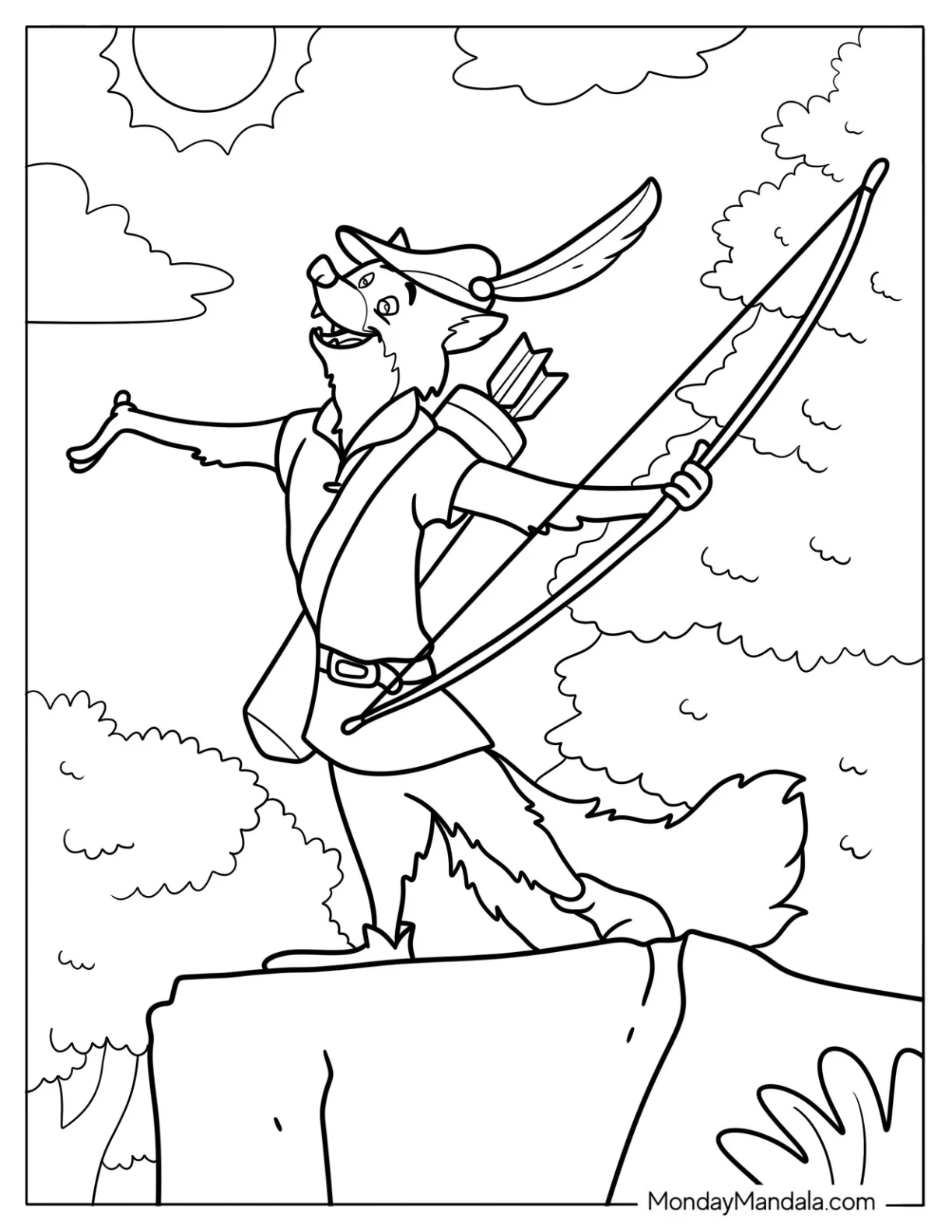 Fox Coloring Page Robin Hood In The Forest coloring page