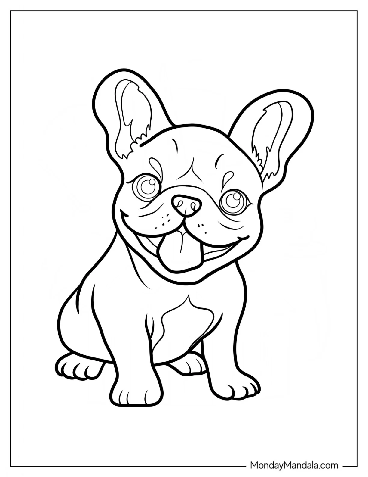 Baby French Bulldog Coloring Page For Kids coloring page — printable line art