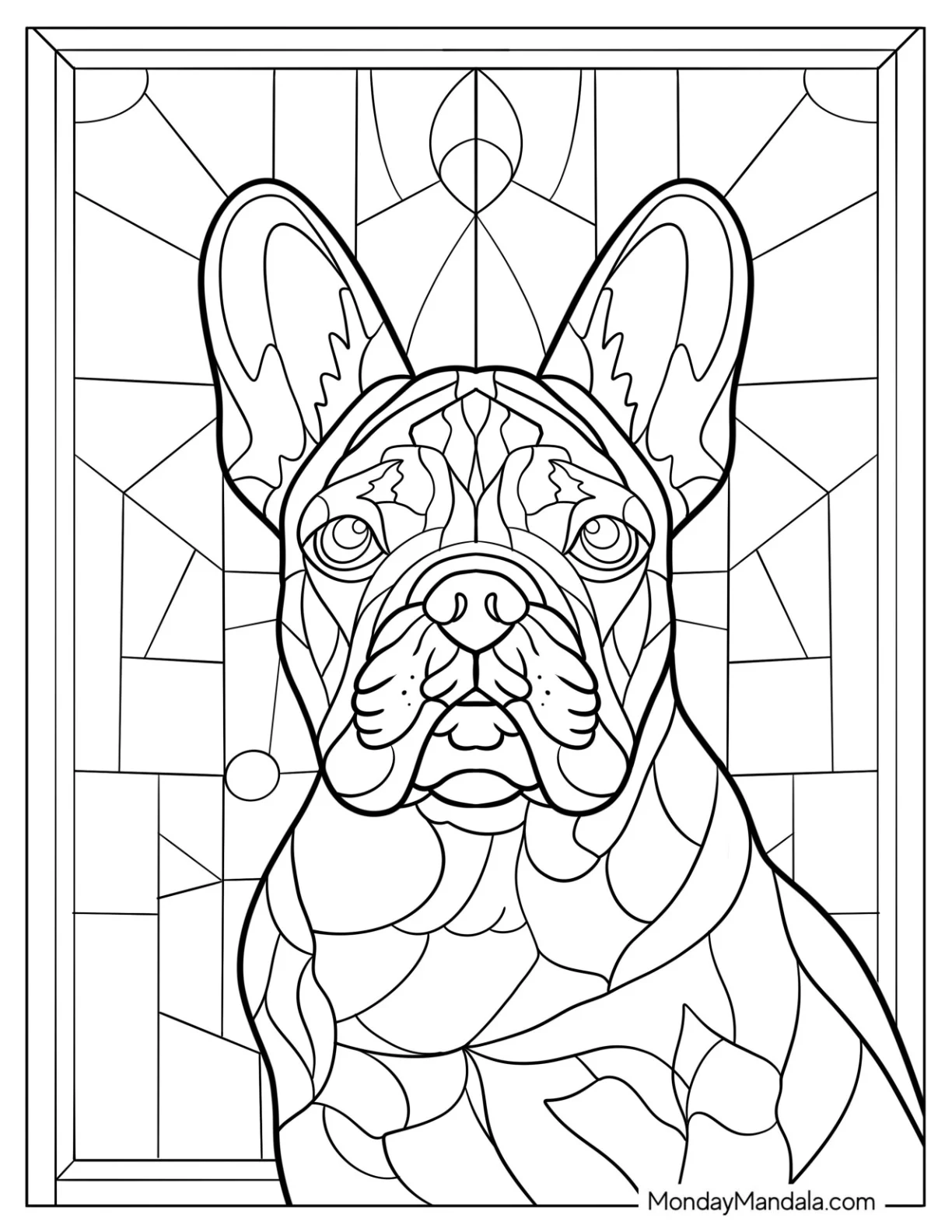 French Bulldog Coloring Page Stained Glass for Adults coloring page