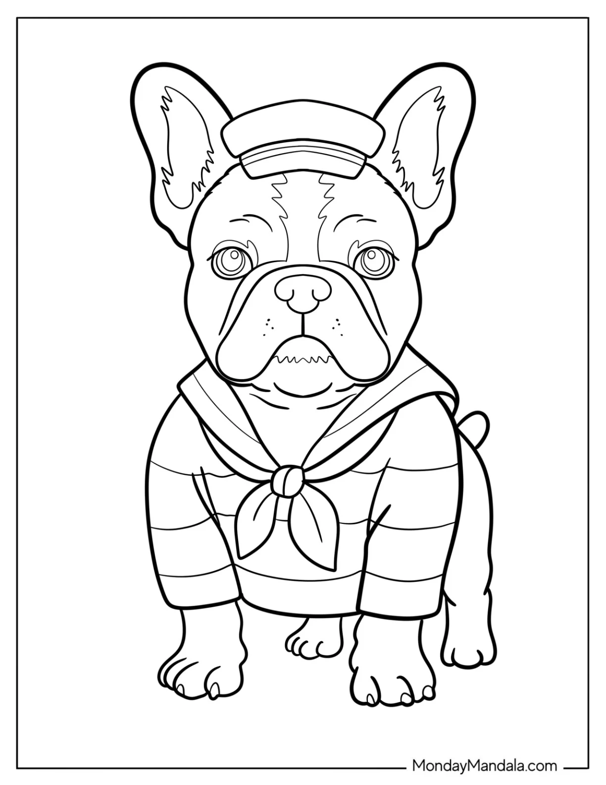 Sailor French Bulldog Coloring Sheet for Kids coloring page