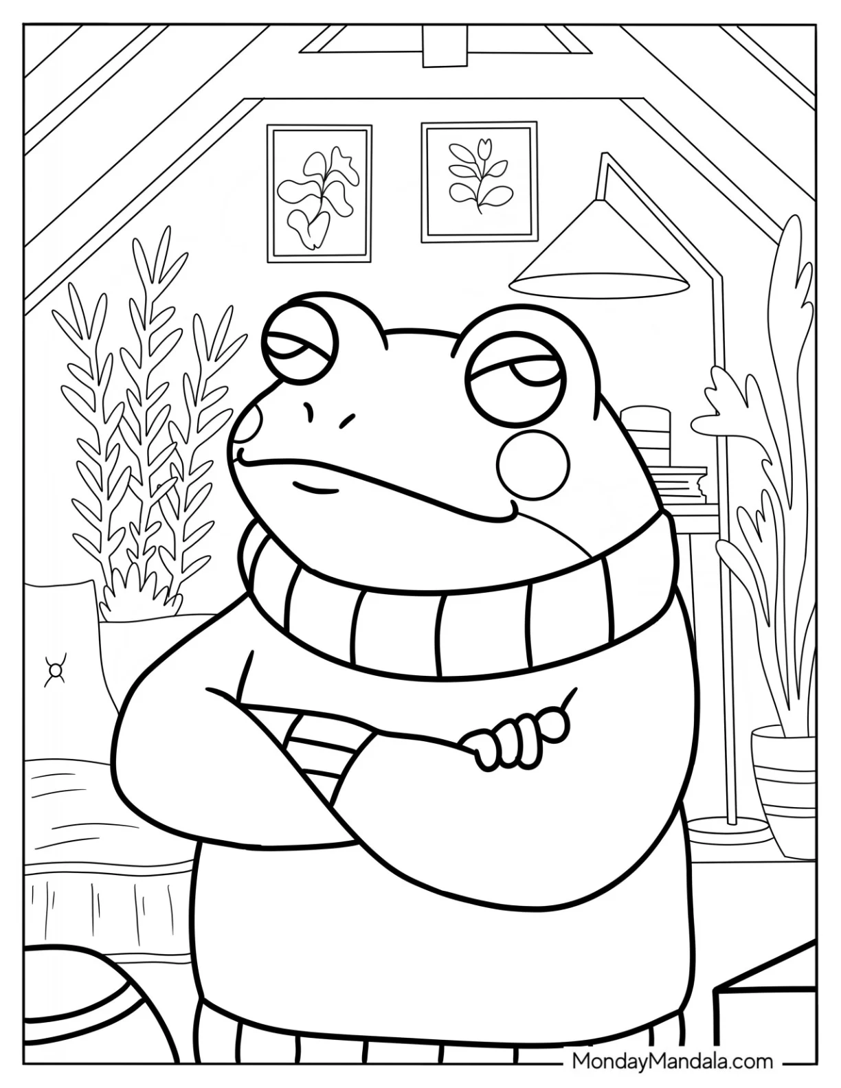 Serious Frog In A Sweater Coloring Page coloring page