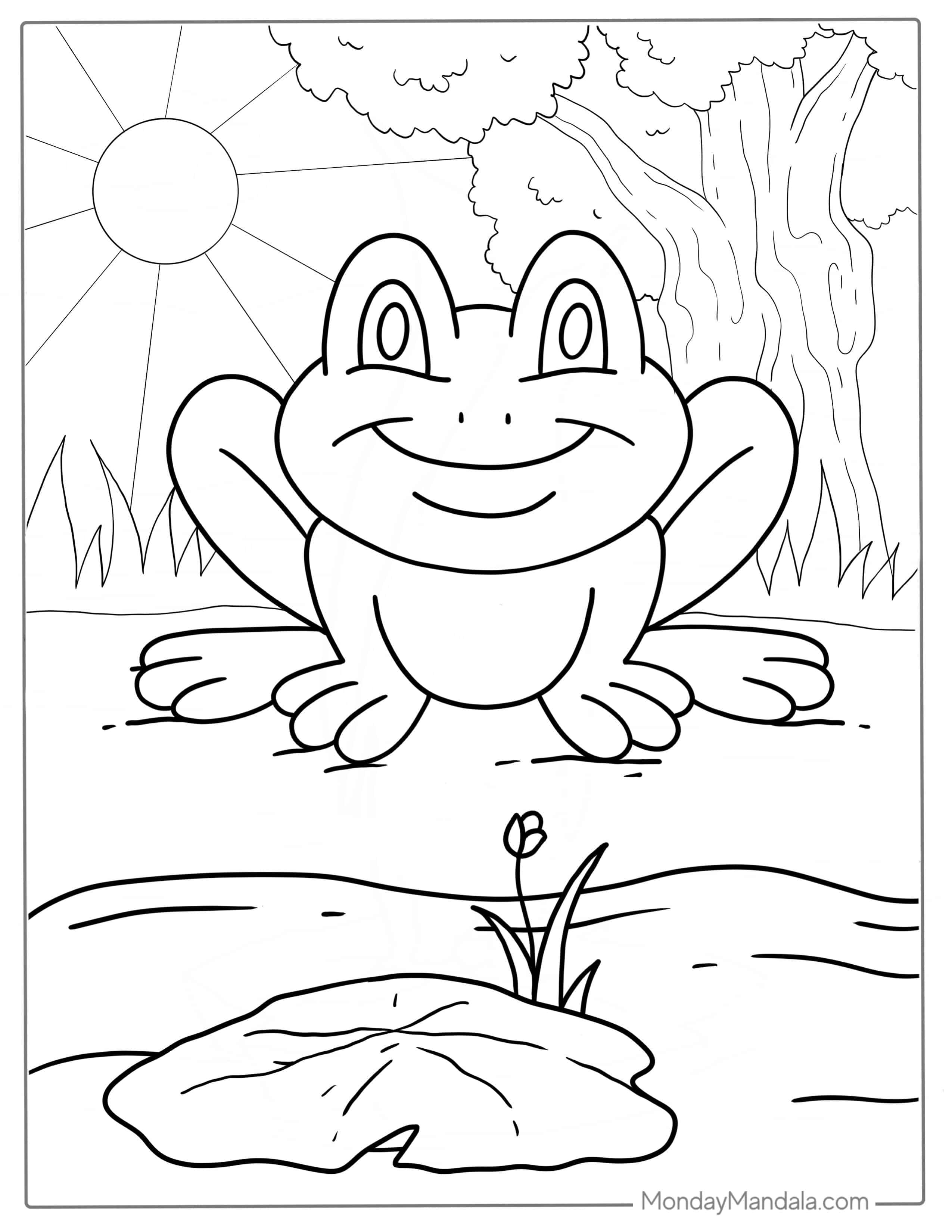 Smiling Cartoon Frog To Color For Preschoolers coloring page