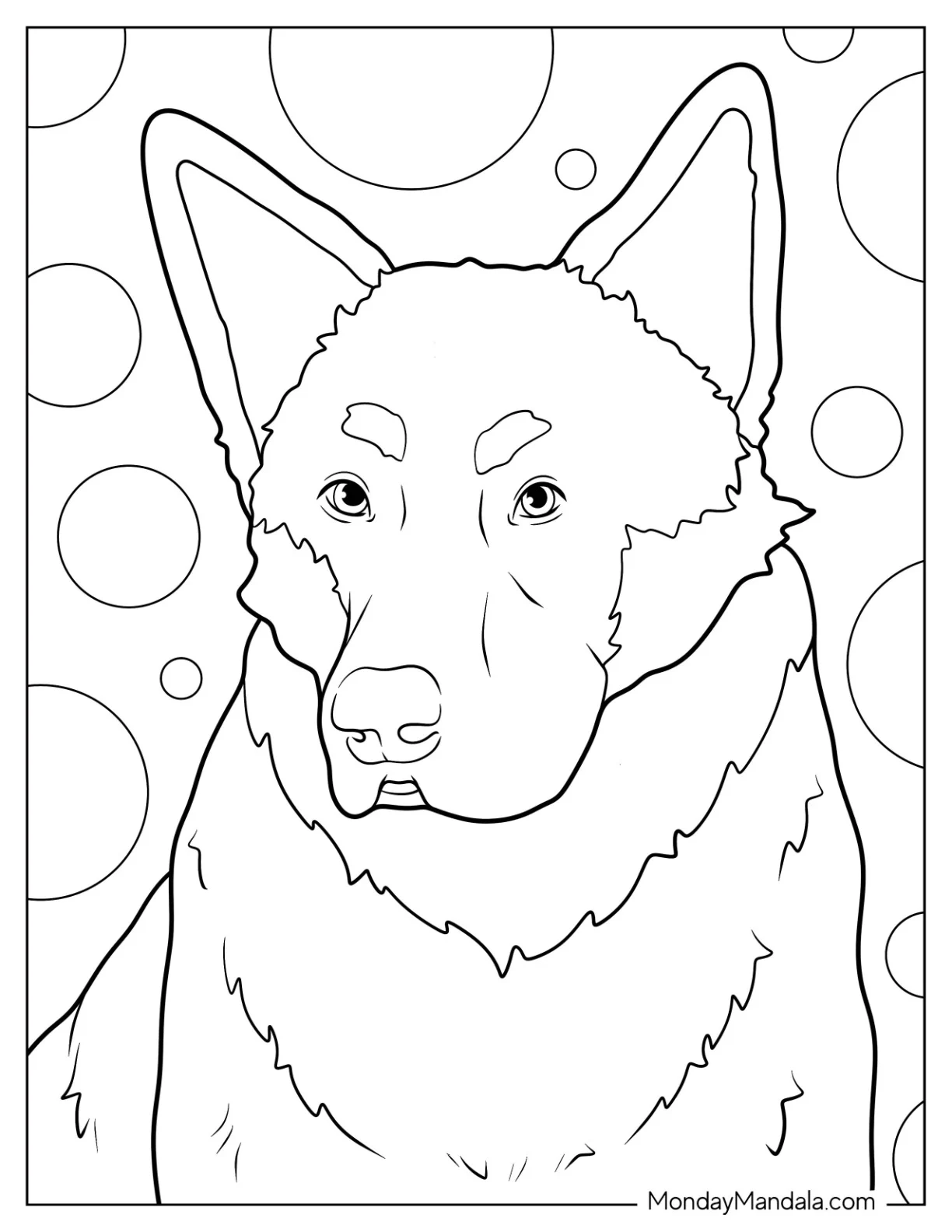 Close Up Of German Shepherd Coloring Page coloring page