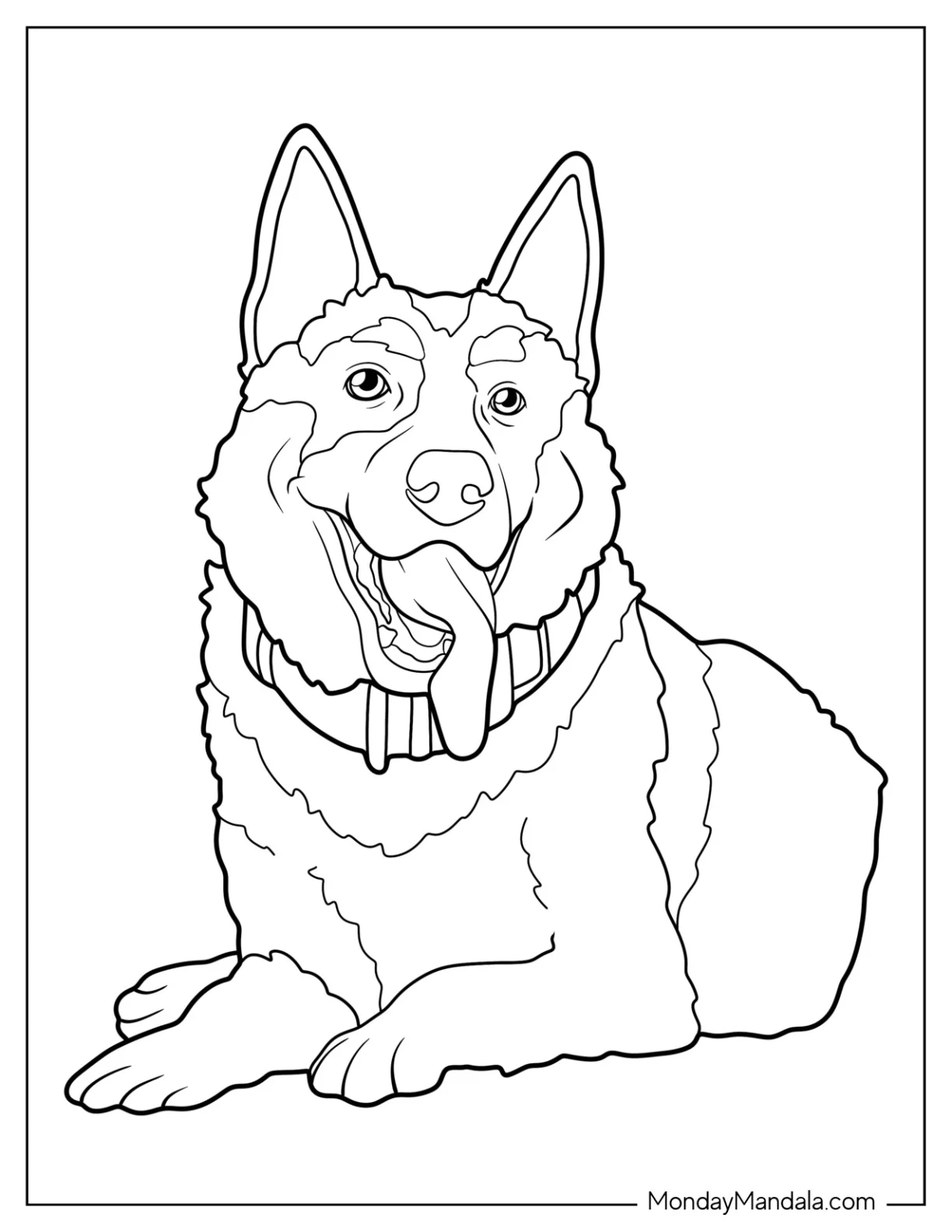 Easy Resting German Shepherd Coloring Page coloring page