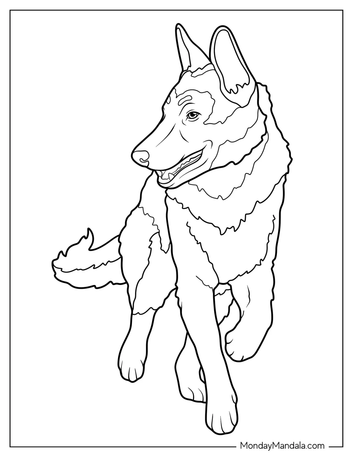 Simple German Shepherd Coloring Page Walking coloring page