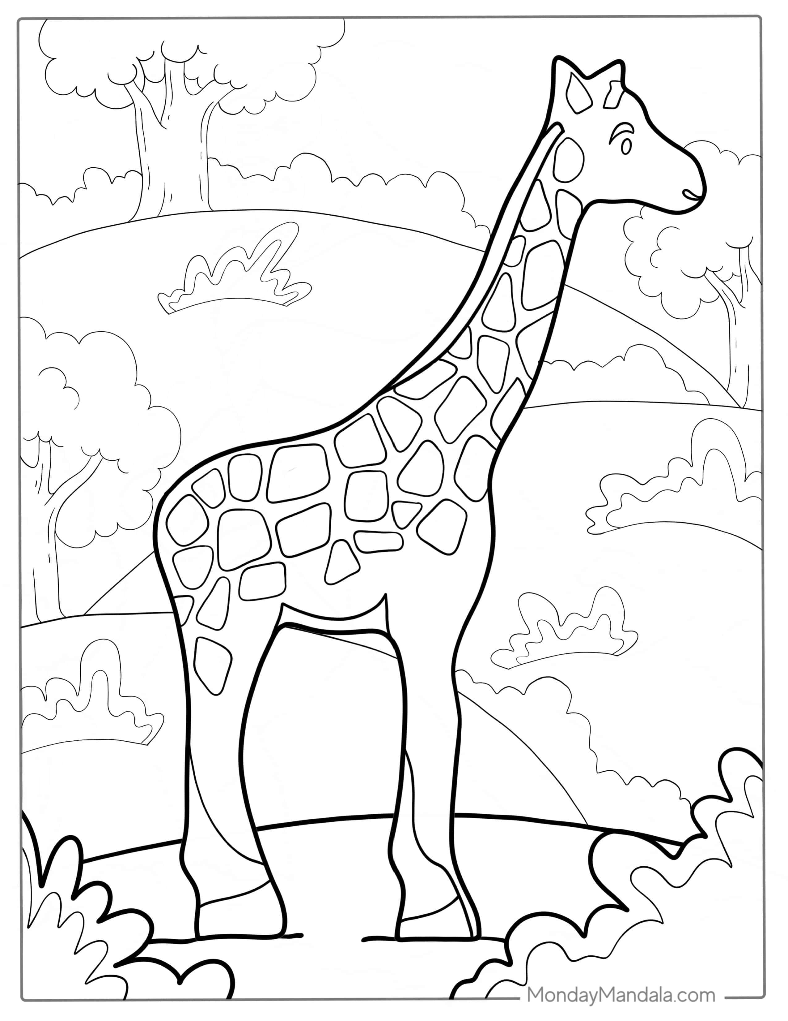 Coloring Picture Of a Giraffe For Toddlers coloring page — printable line art