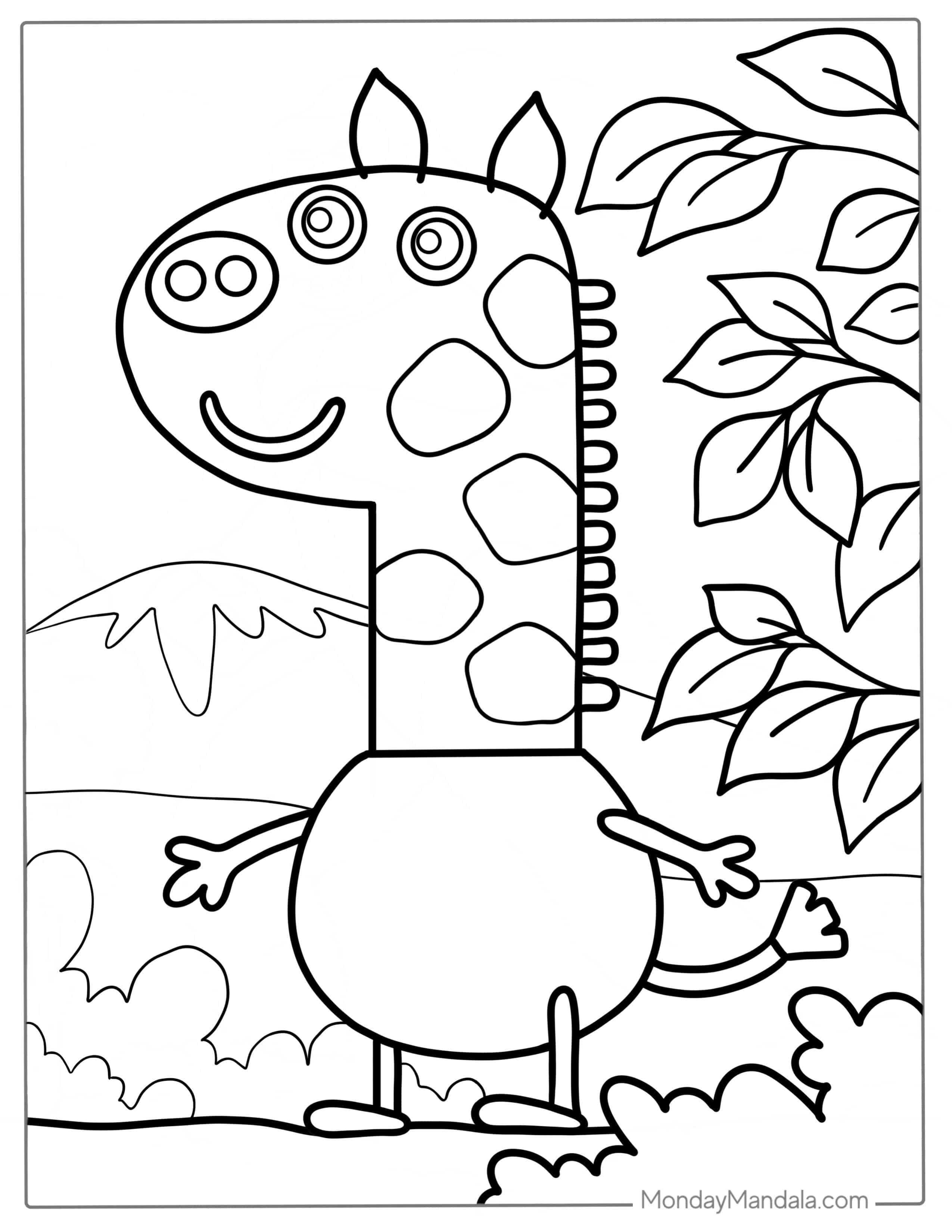 Gerald Giraffe From Peppa Pig To Color coloring page — printable line art