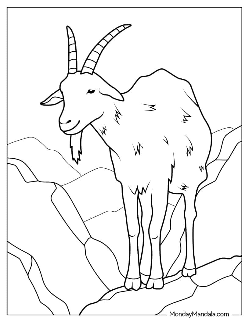 Coloring Page Of a Goat With Hairy Chin coloring page