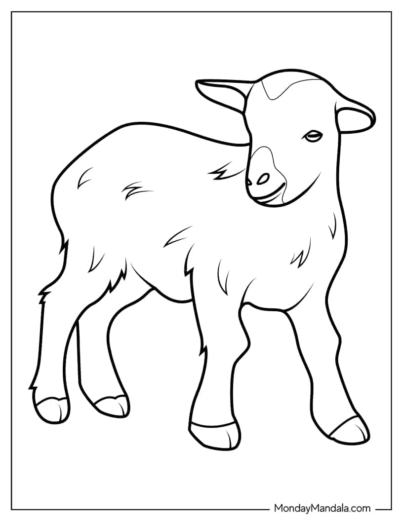 Cute Baby Goat To Color coloring page — printable line art