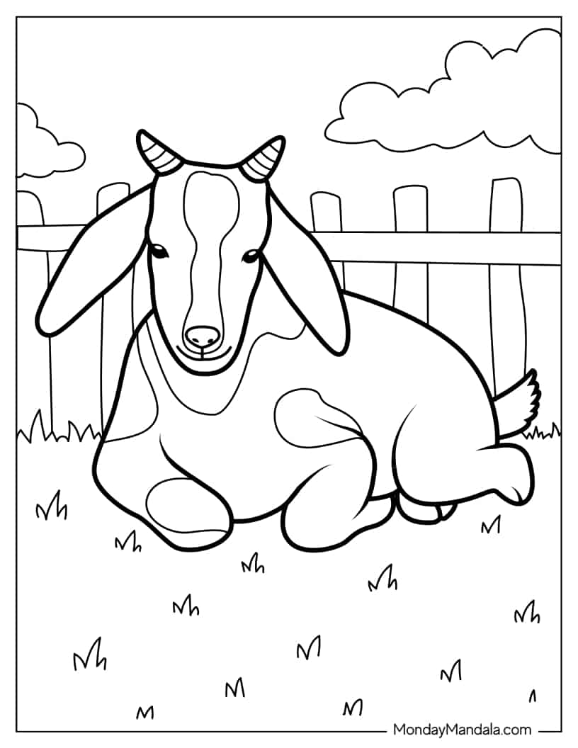 Cute Farm Goat Coloring Sheet coloring page