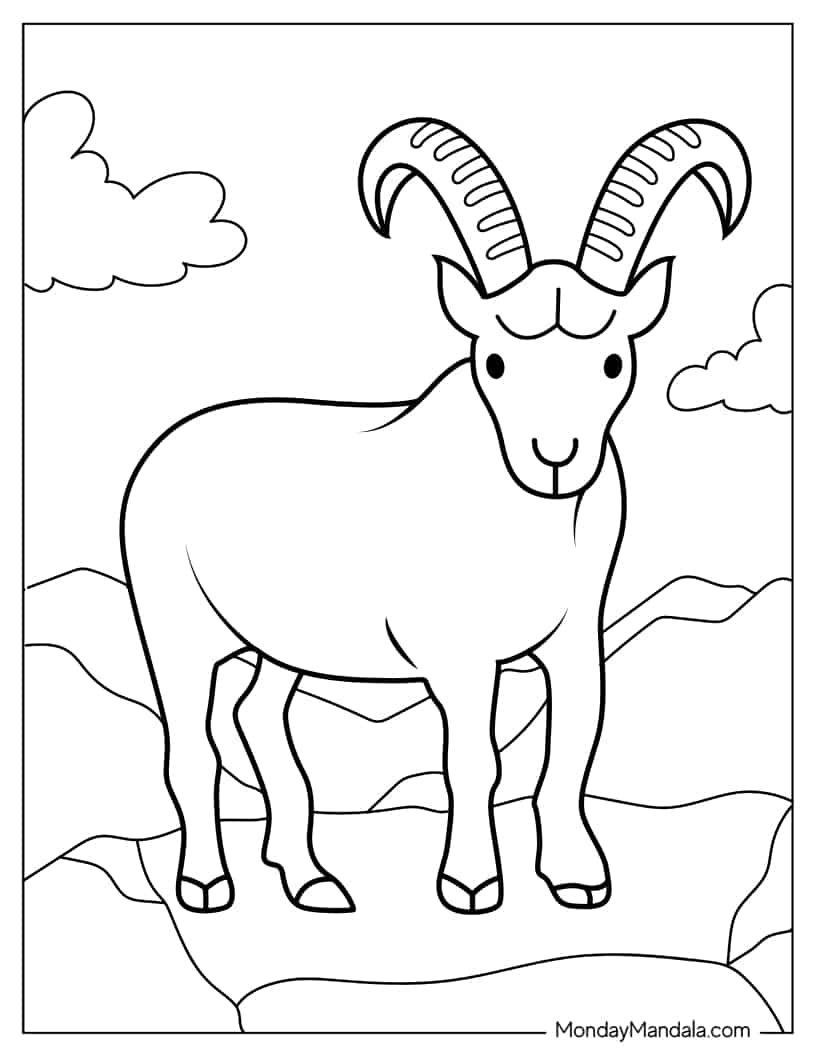 Easy Mountain Goat Coloring Sheet coloring page