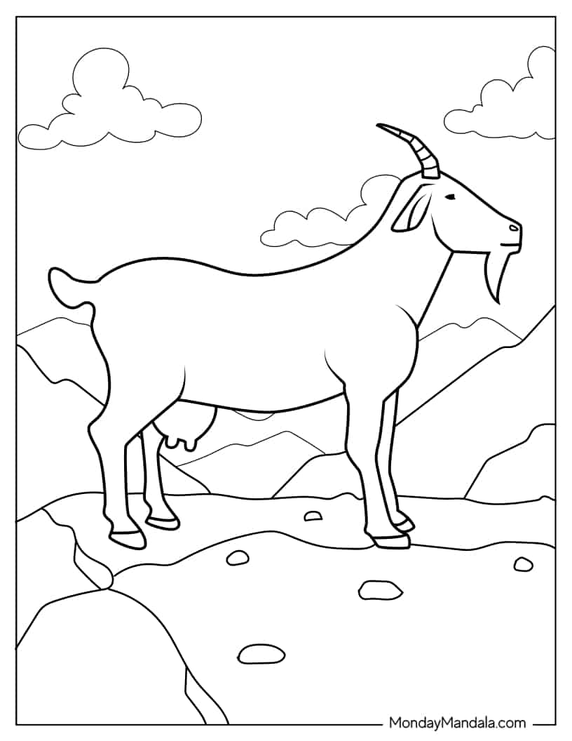 Female Goat With Horns To Color coloring page