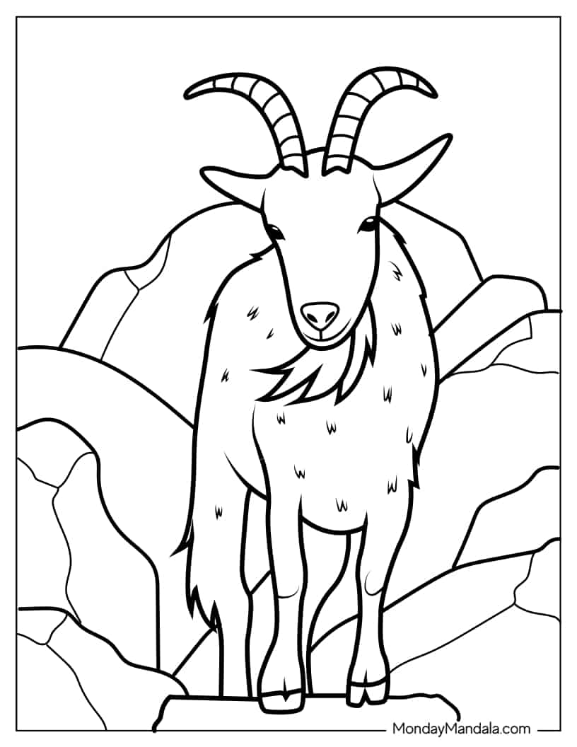 Mountain Goat Coloring Page coloring page — printable line art