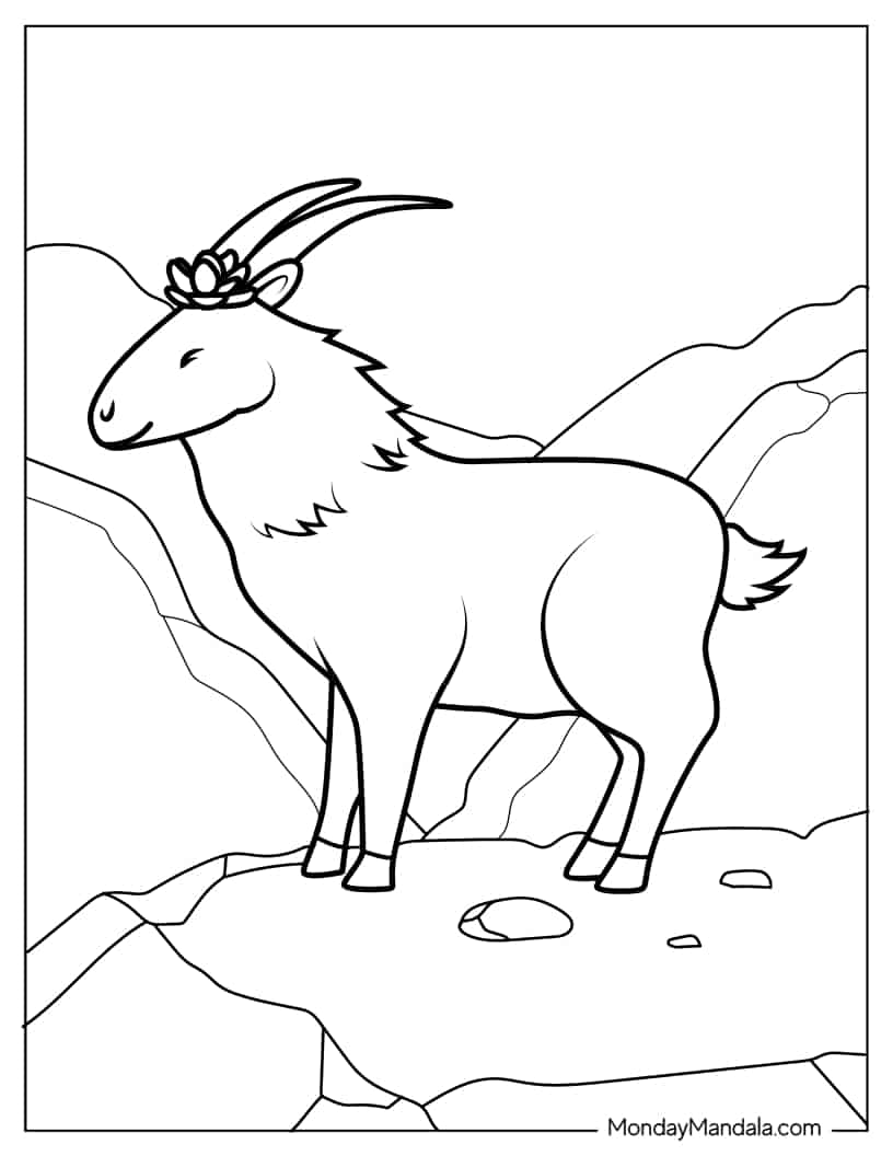 Mountain Goat With Sharp Horns coloring page