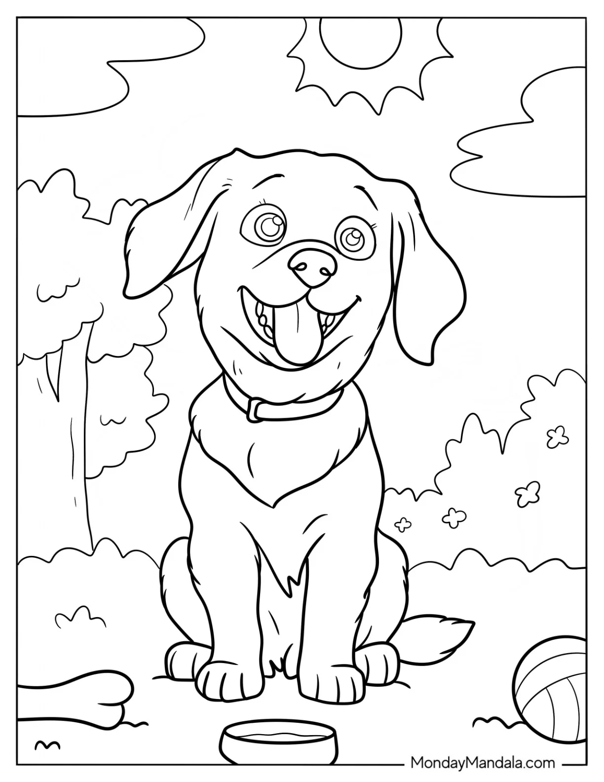 Cartoon Golden Retriever Coloring Page Puppy For Kids coloring page