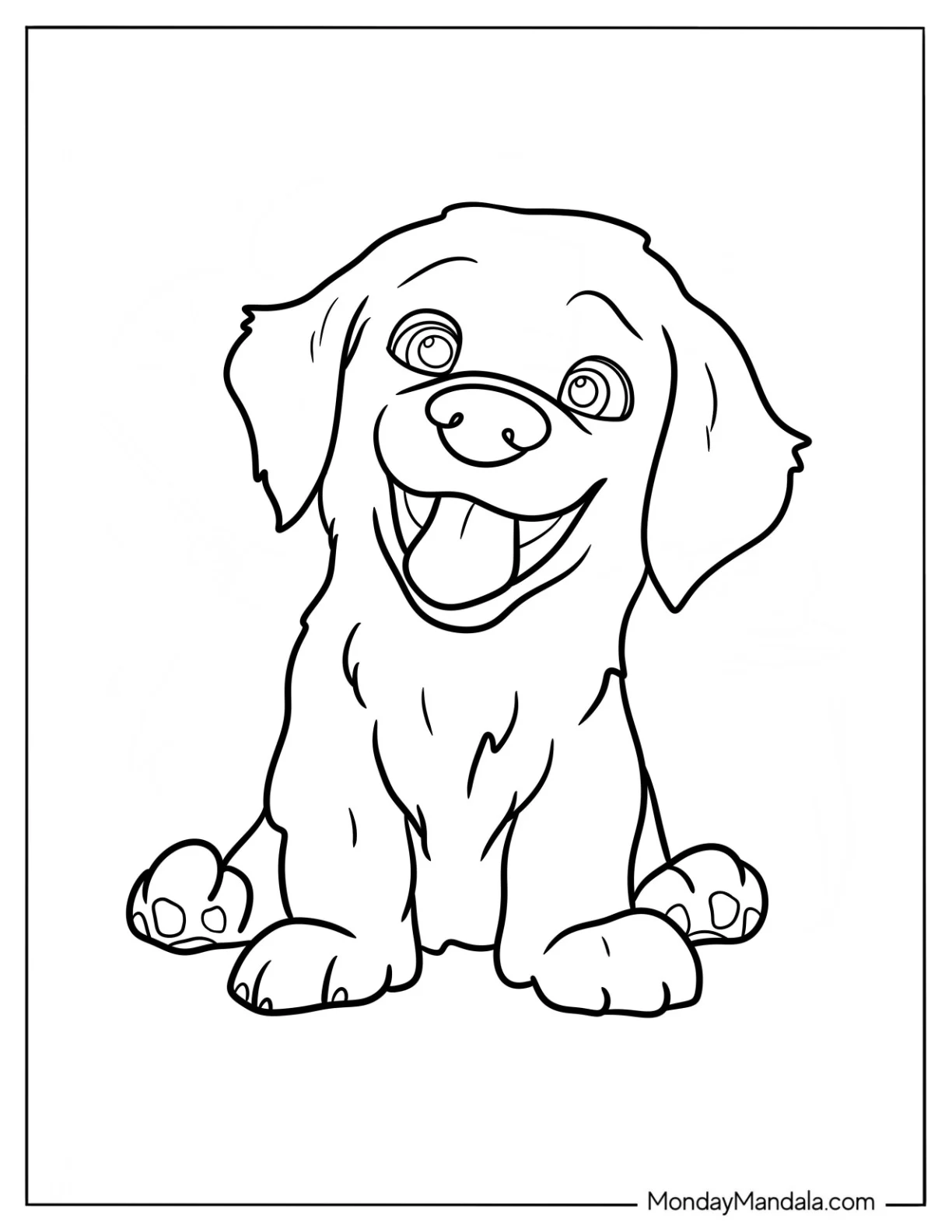 Happy Little Golden Retriever Coloring Page coloring page