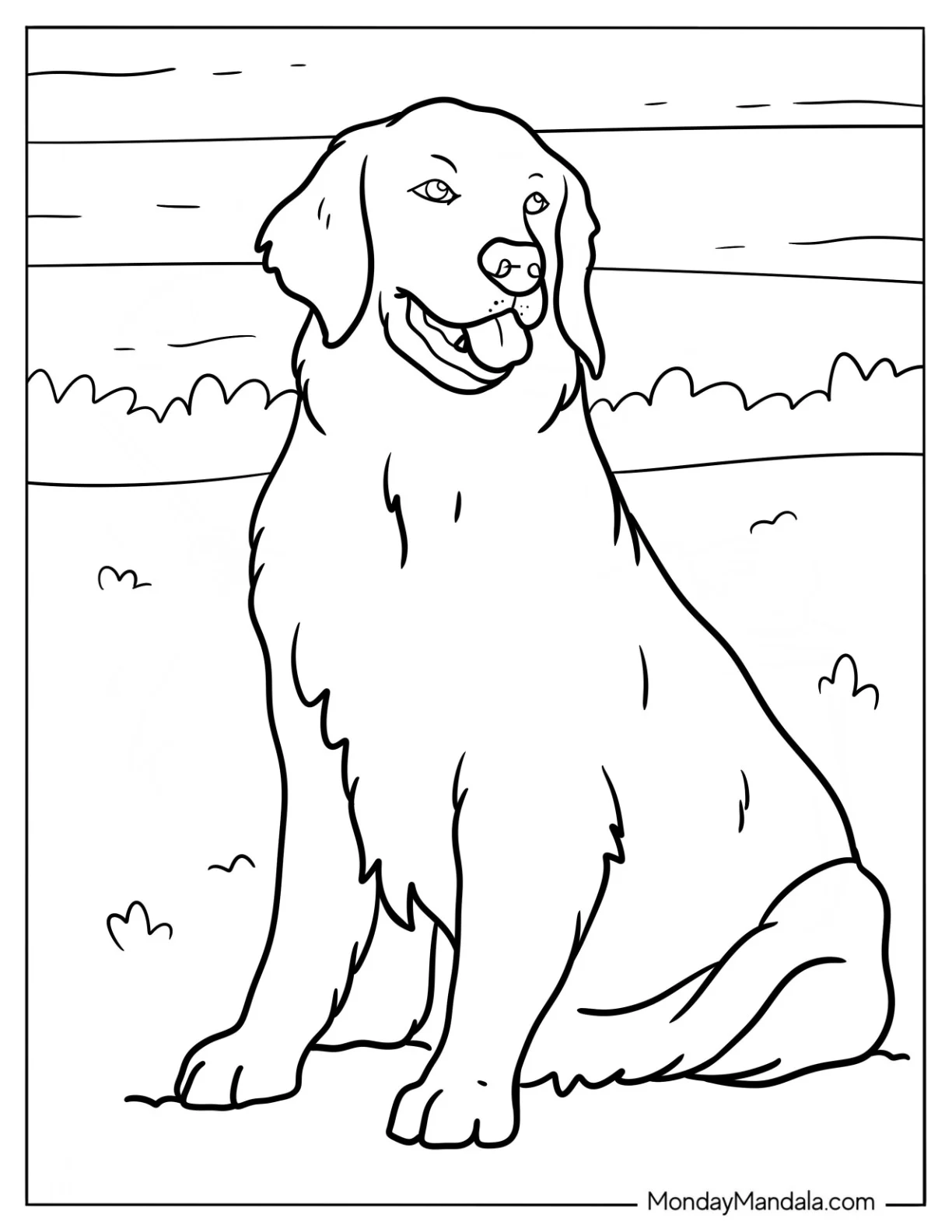 Simple Adult Golden Retriever Coloring Page For Kids coloring page