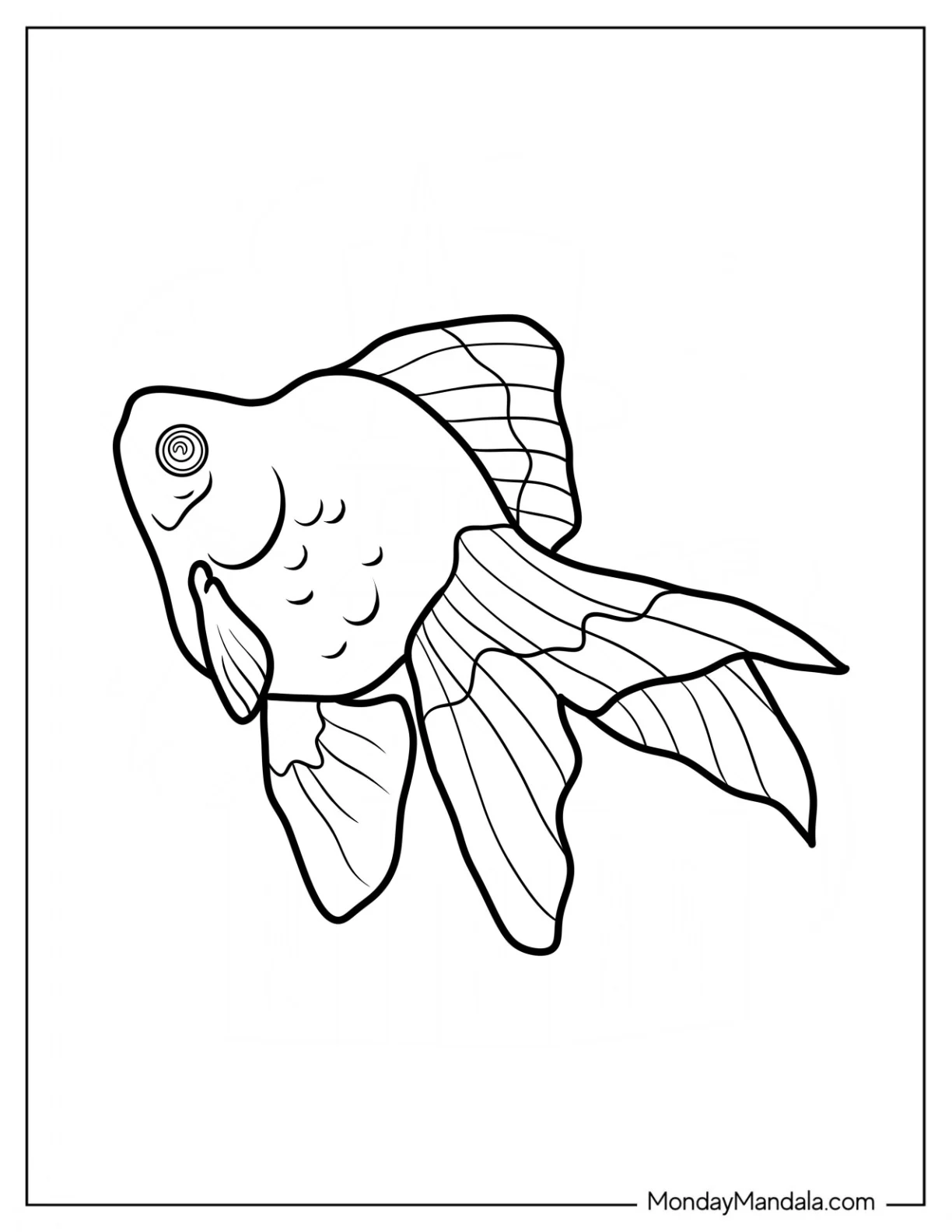 Easy Goldfish Coloring Page Outline coloring page