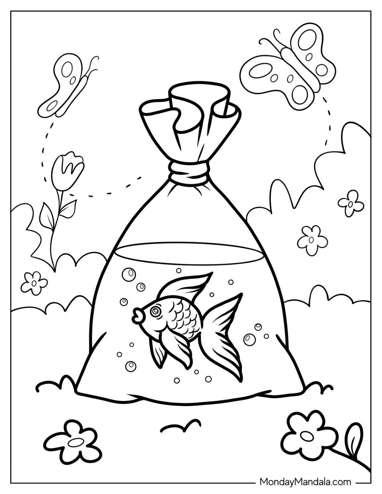 Goldfish Coloring Page Inside Plastic Bag coloring page