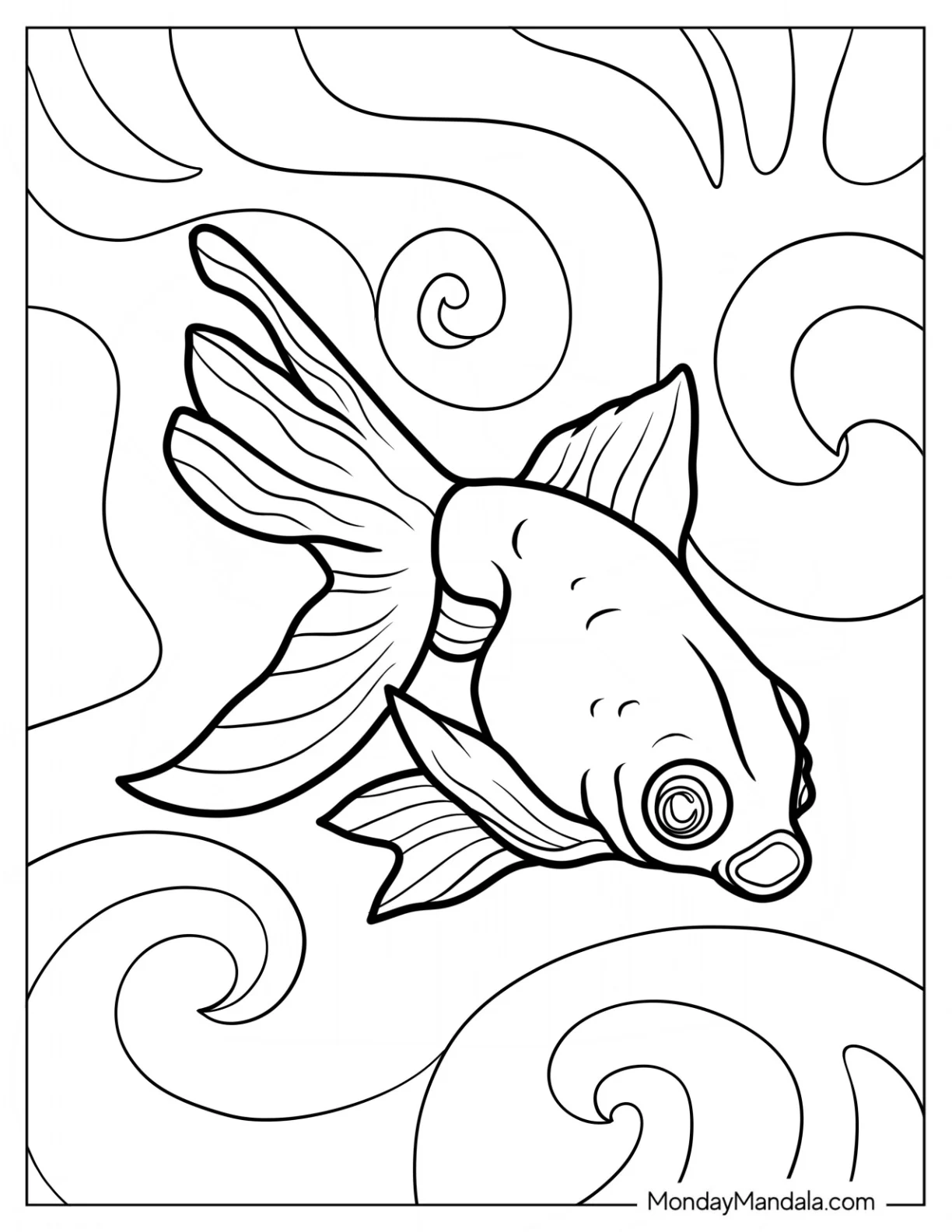 Panda Telescope Goldfish Coloring Page coloring page