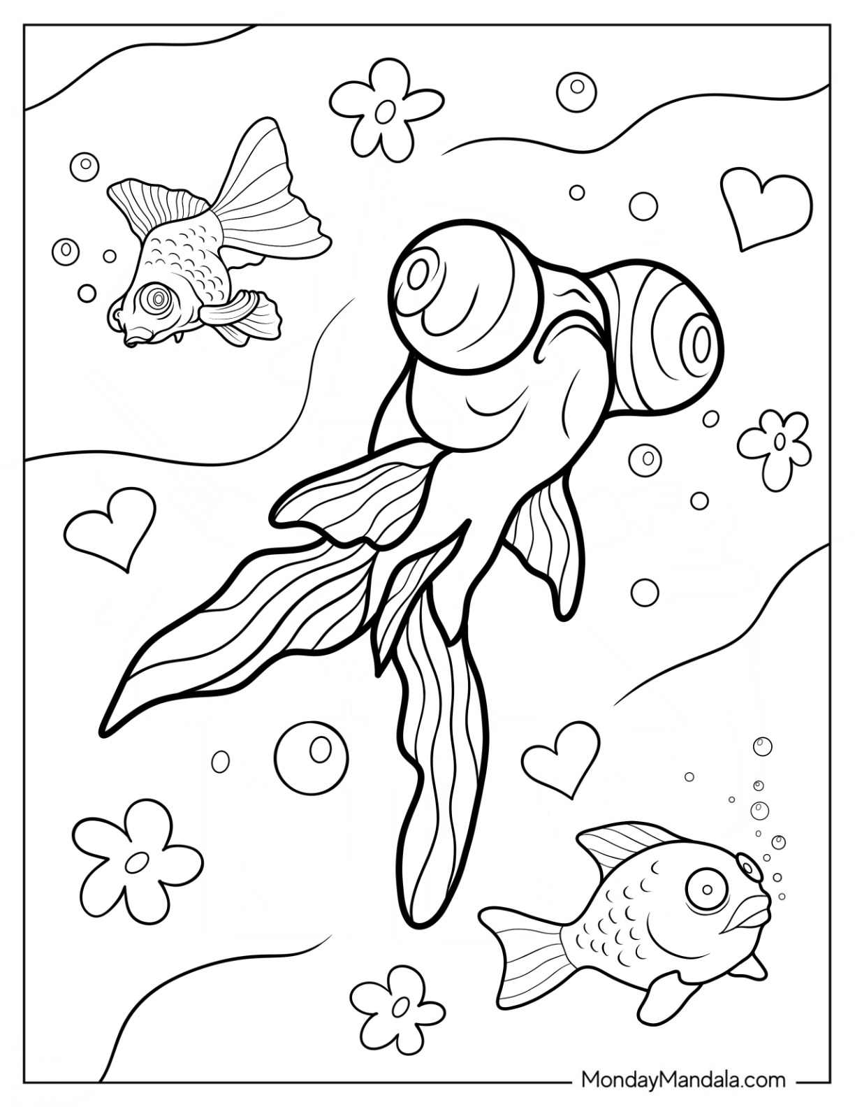 Telescope Goldfish Coloring Page coloring page