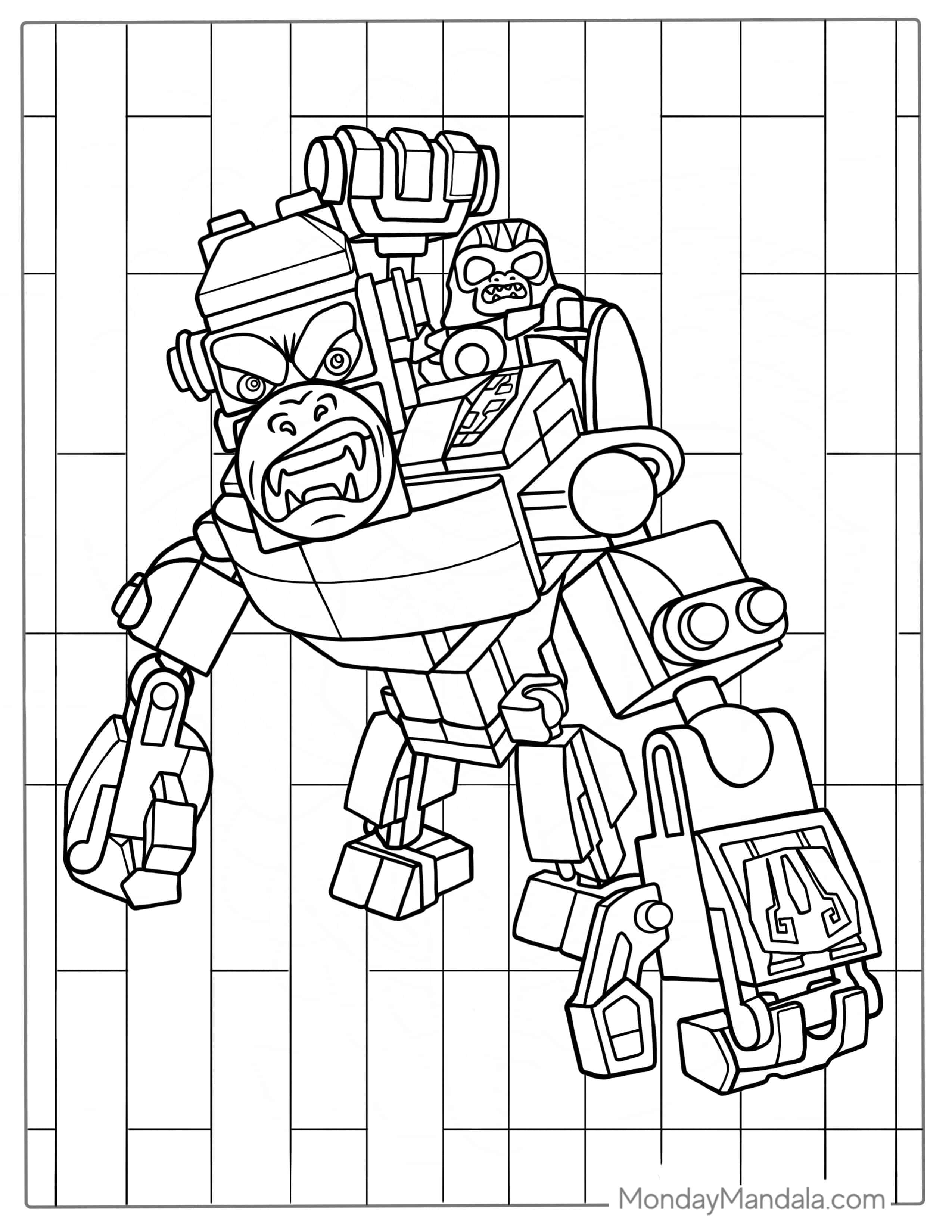 Lego Gorilla Coloring Page For Kids coloring page — printable line art