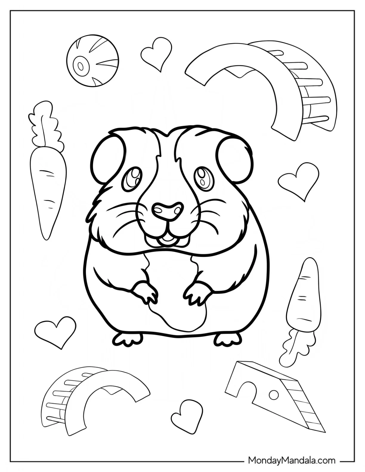 Cartoon Guinea Pig Coloring Page Standing For Preschoolers coloring page