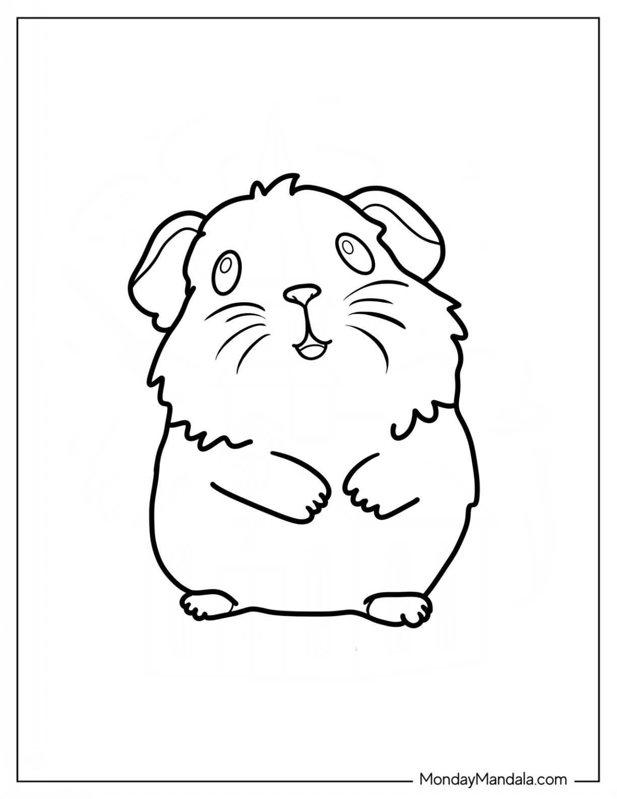 Easy Smiling Guinea Pig Coloring Page Outline For Kids coloring page