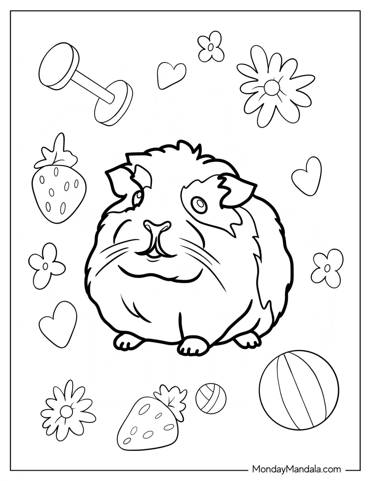 Realistic Guinea Pig Coloring Page coloring page — printable line art