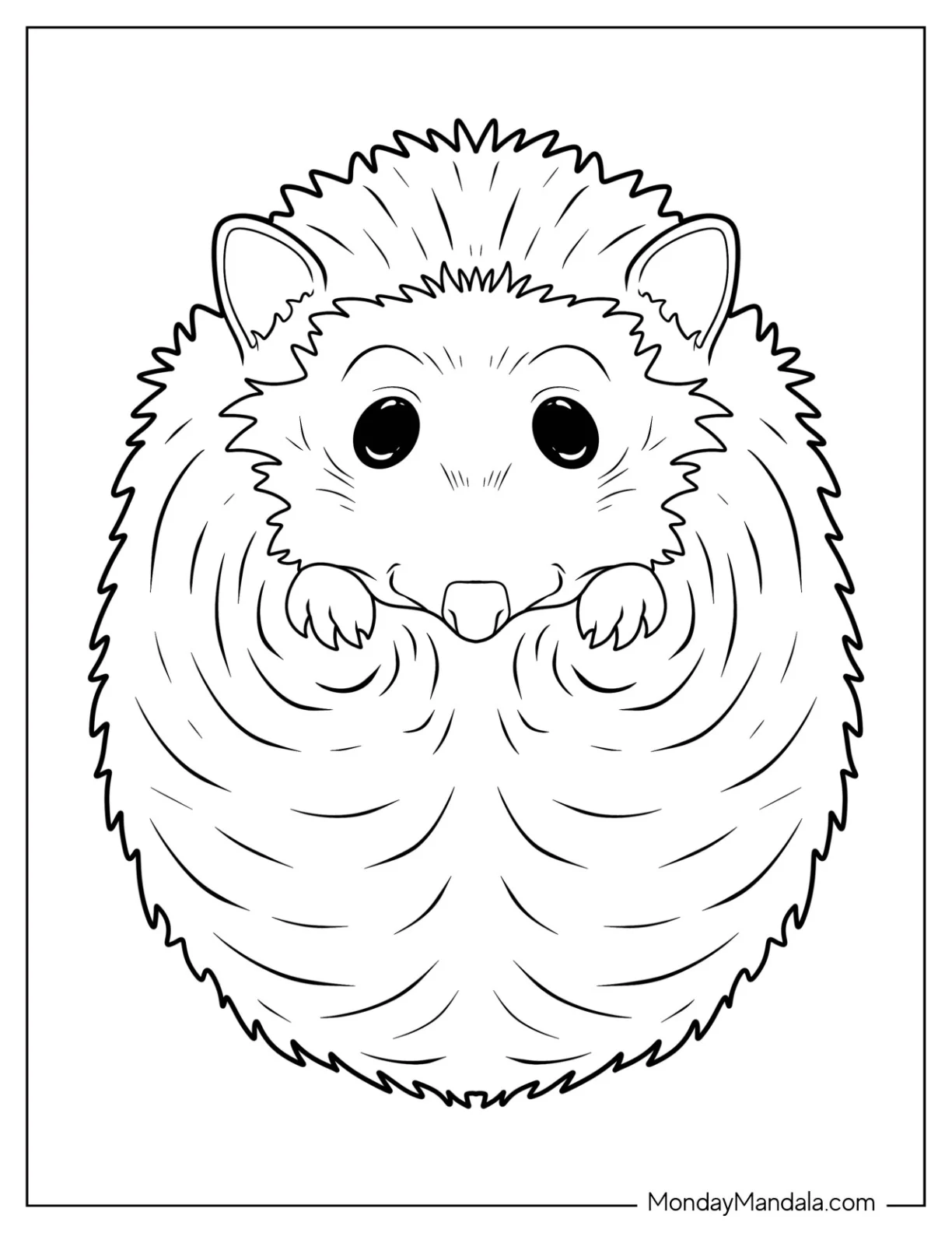 Furry Hedgehog Coloring Page Smiling coloring page