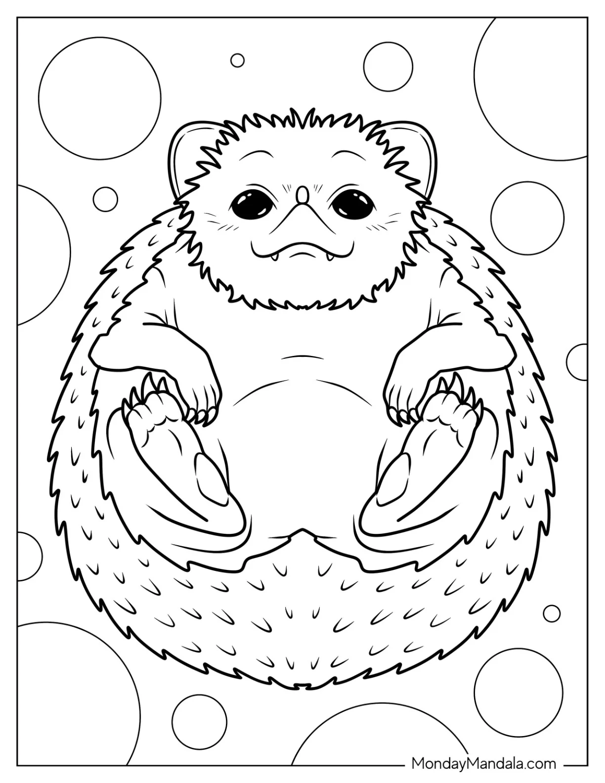 Hedgehog Coloring Page Laying On Its Back coloring page