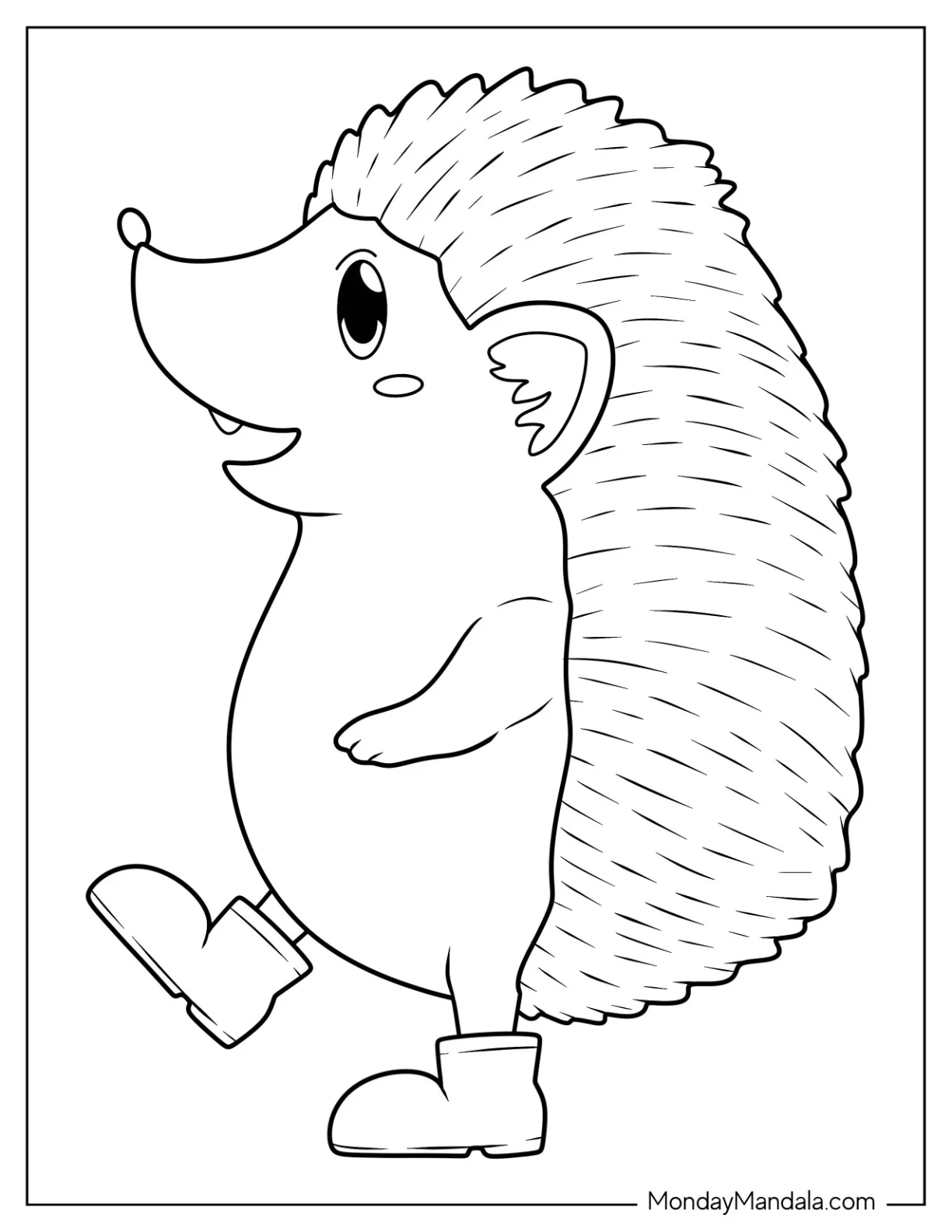 Hedgehog Coloring Page Wearing Boots coloring page