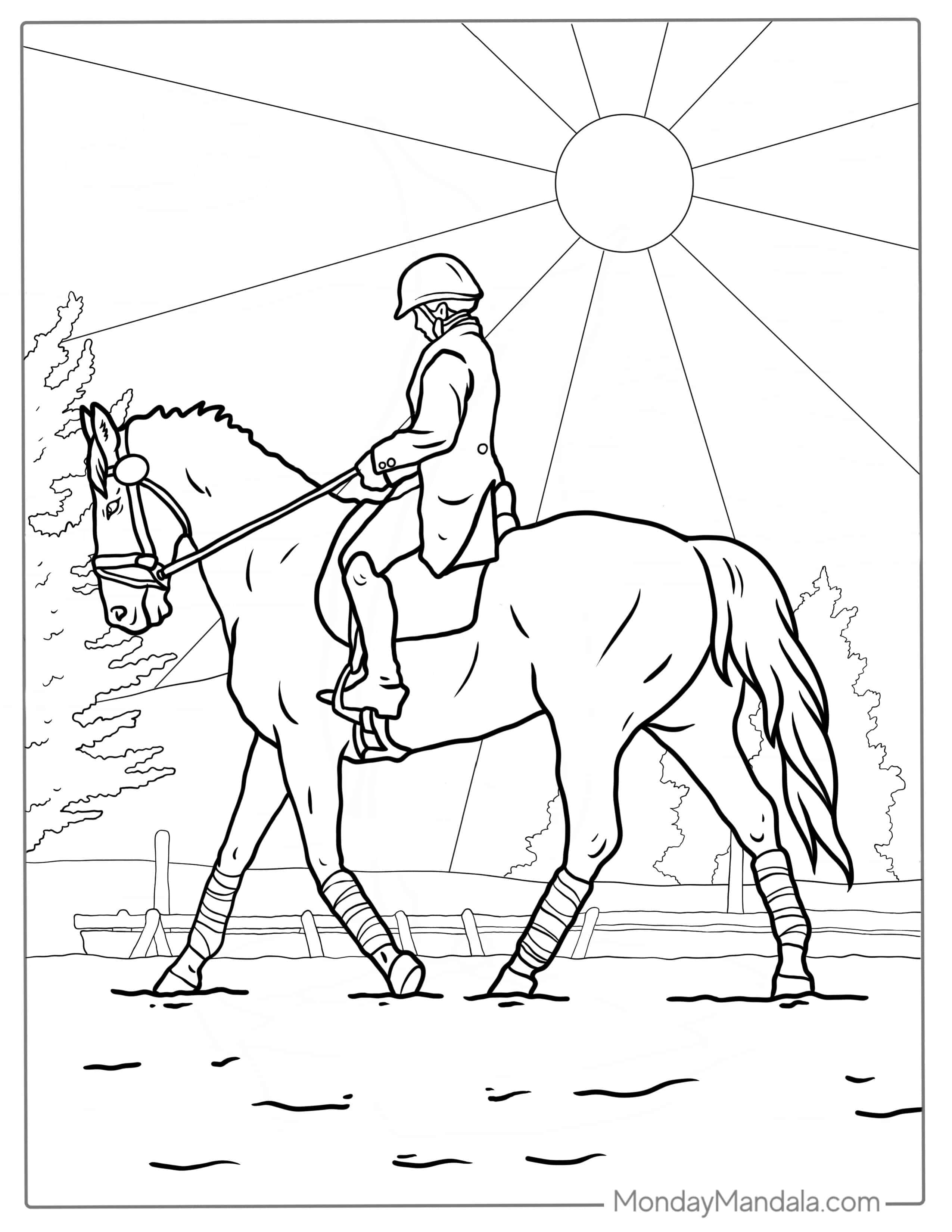 Dressage Horse Coloring Page coloring page — printable line art