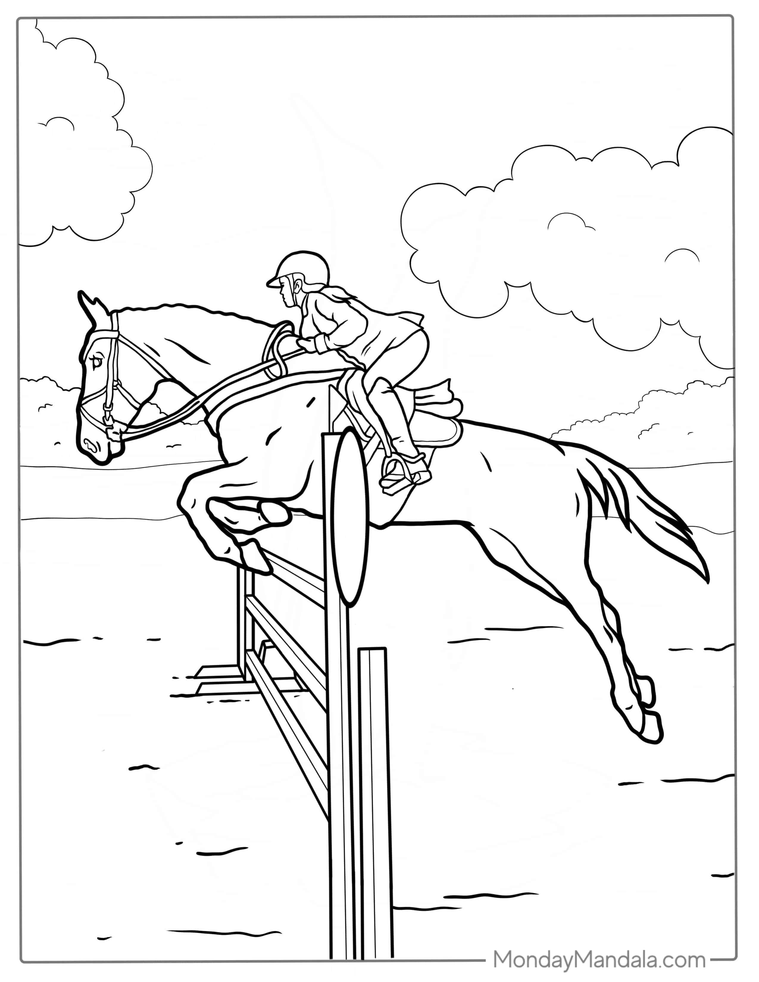 Horse Jumping Coloring Sheet coloring page