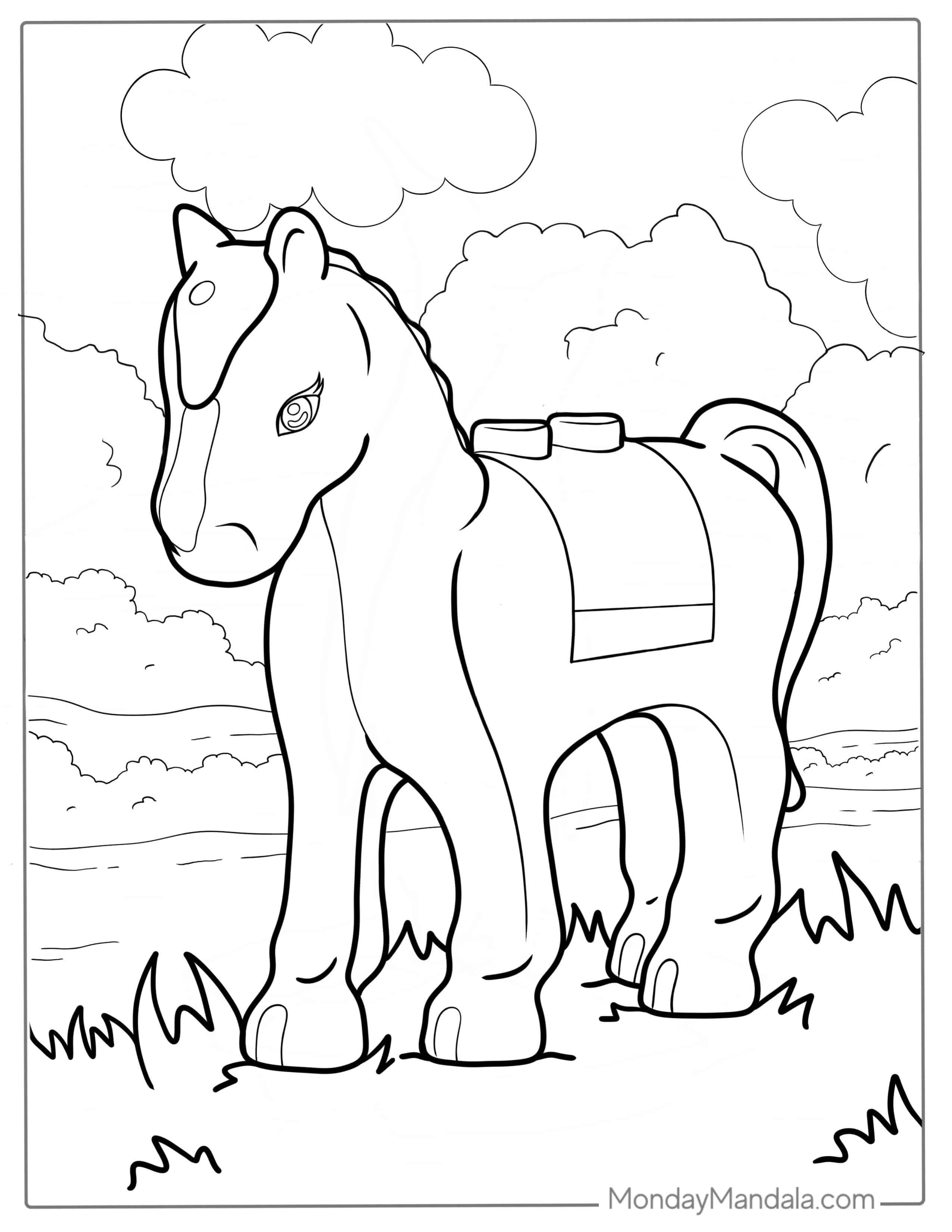Lego Horse Coloring For Kids coloring page — printable line art