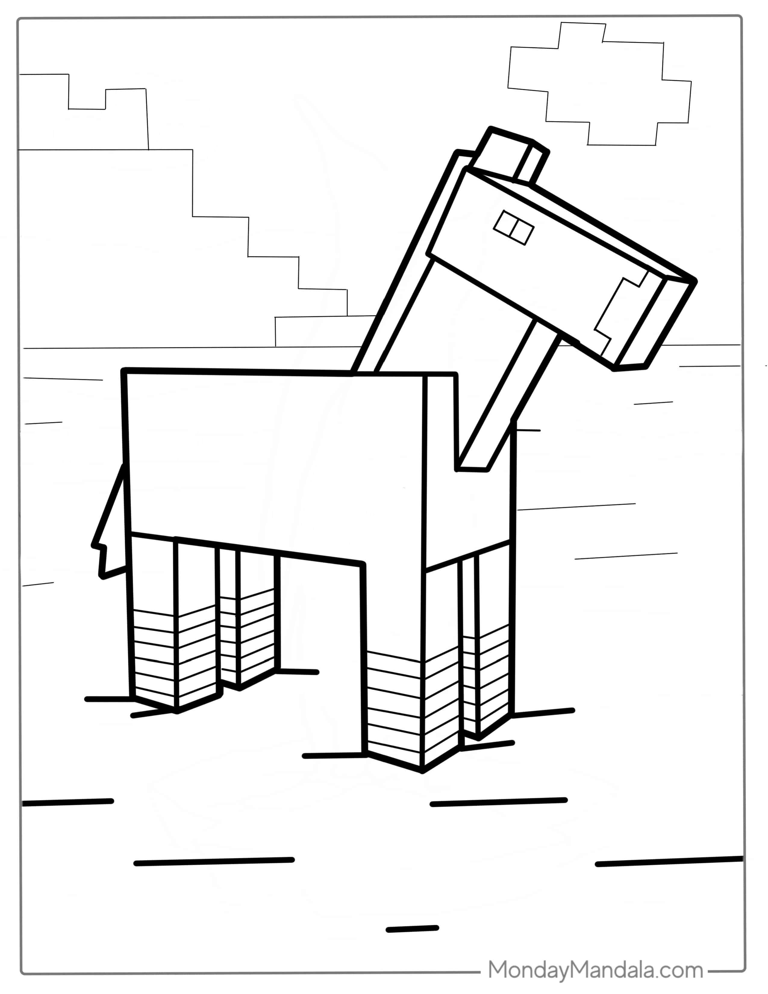 Minecraft Horse Coloring Page coloring page — printable line art