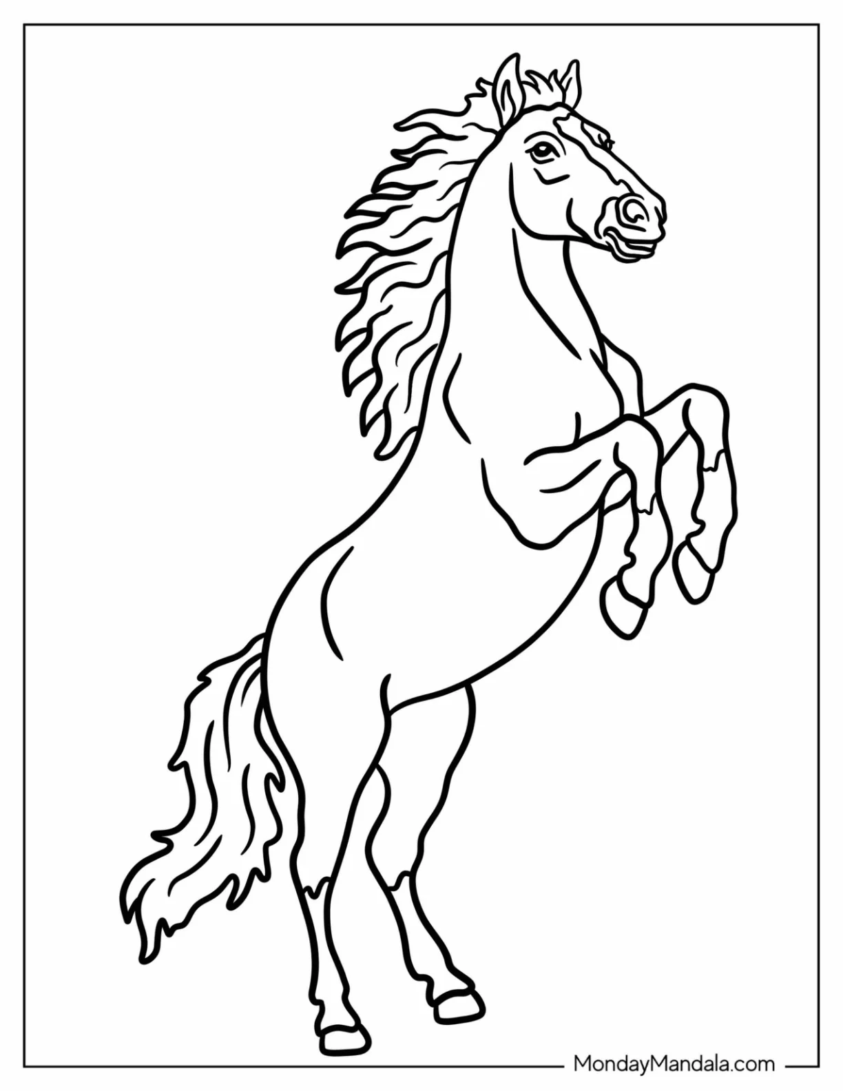 Rearing Adult Horse Coloring Page for Kids coloring page