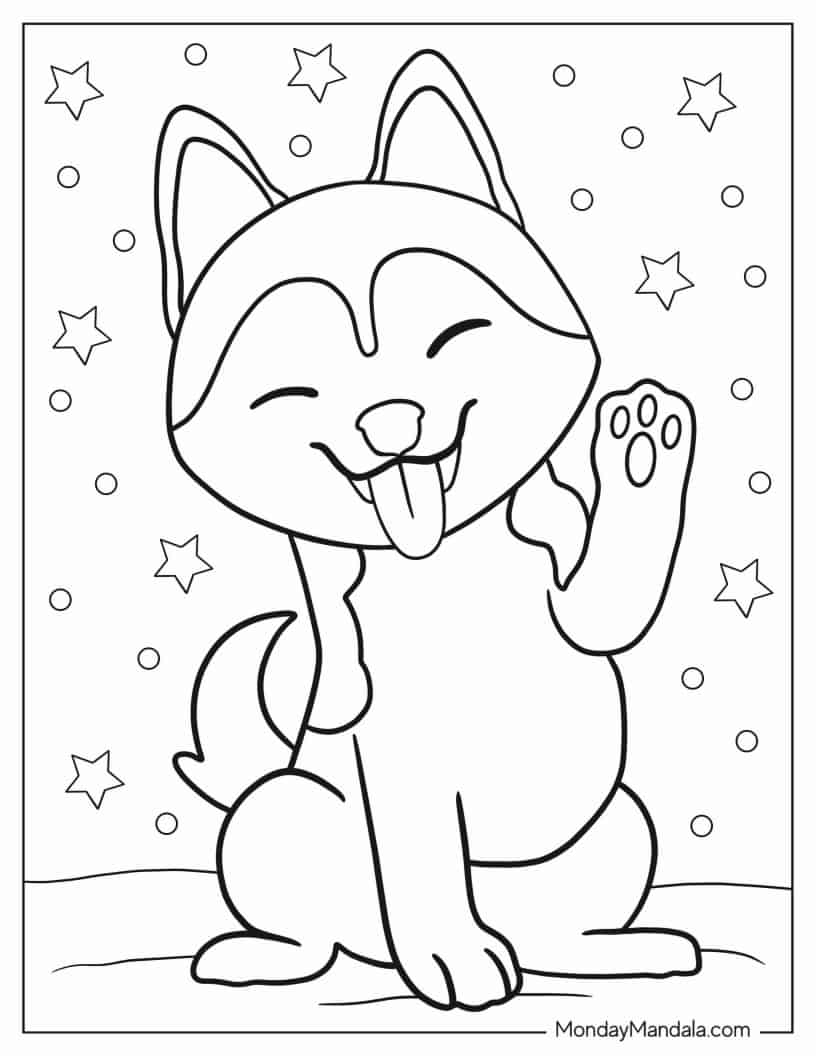 Adorable Husky With Tongue Poking Out coloring page