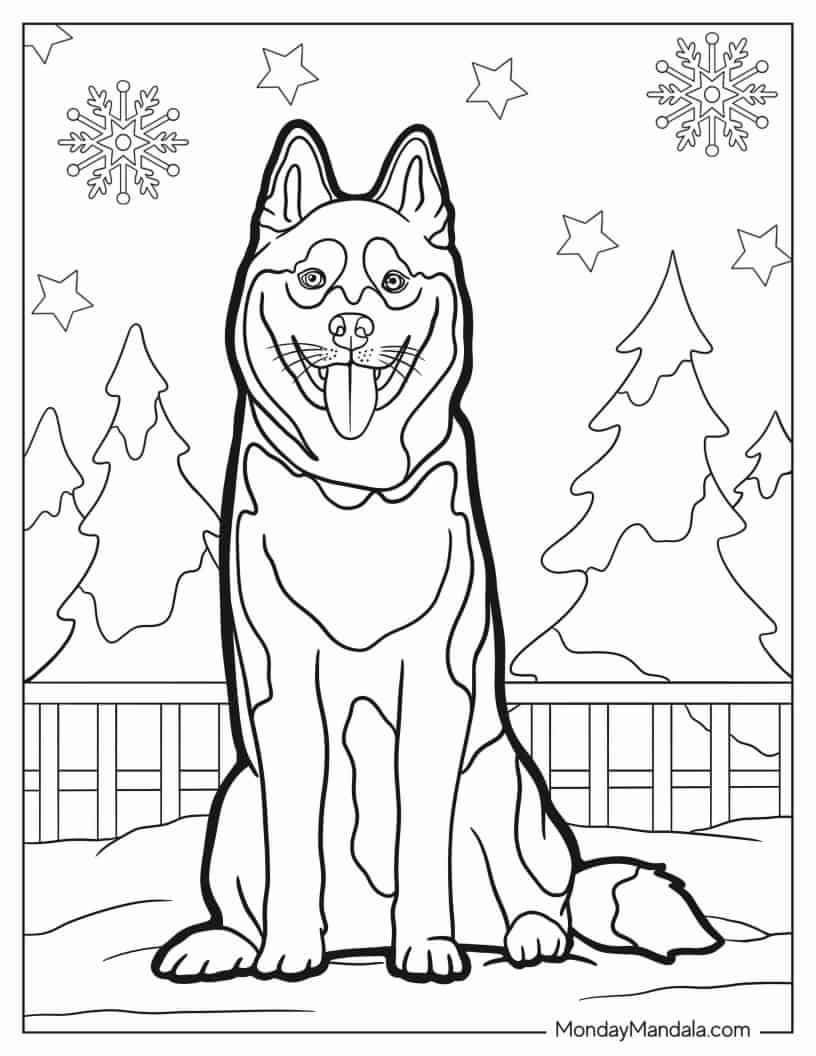 Detailed Husky Dog To Color coloring page