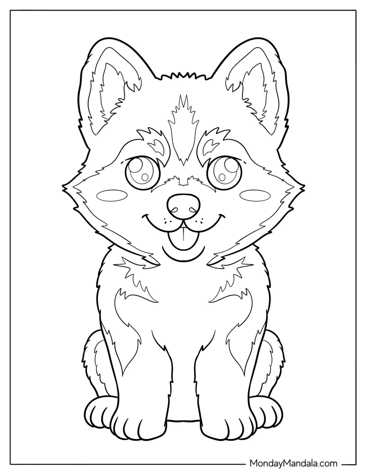 Furry Husky Coloring Pages Puppy with Big Eyes coloring page