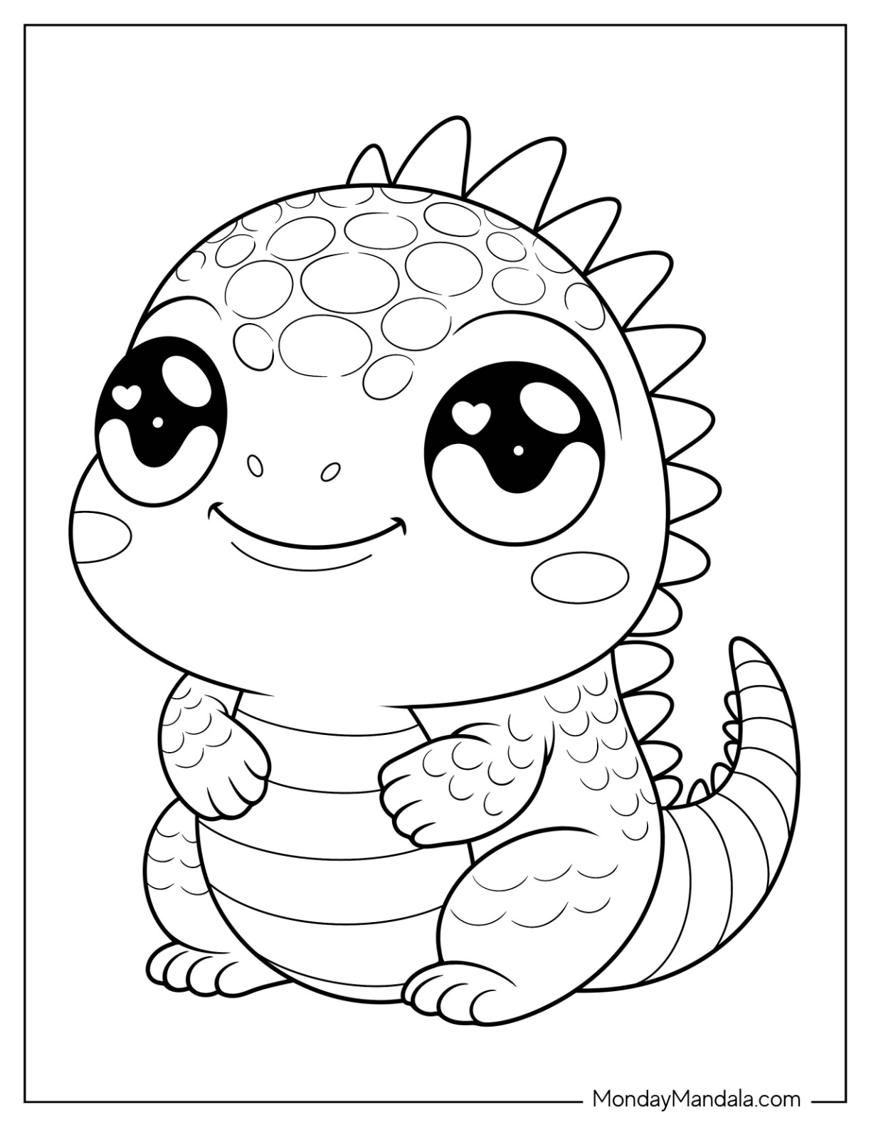 Chibi Scaly Iguana Coloring Page for Kids coloring page — printable line art