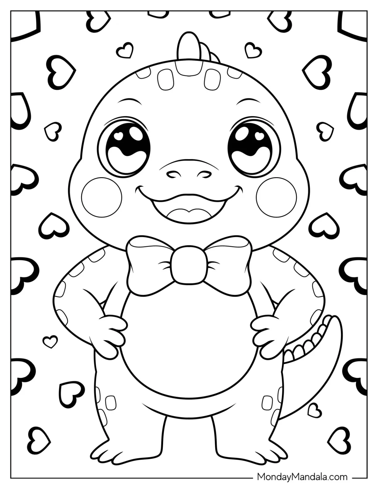 Iguana Coloring Page Gentleman with Bowtie coloring page