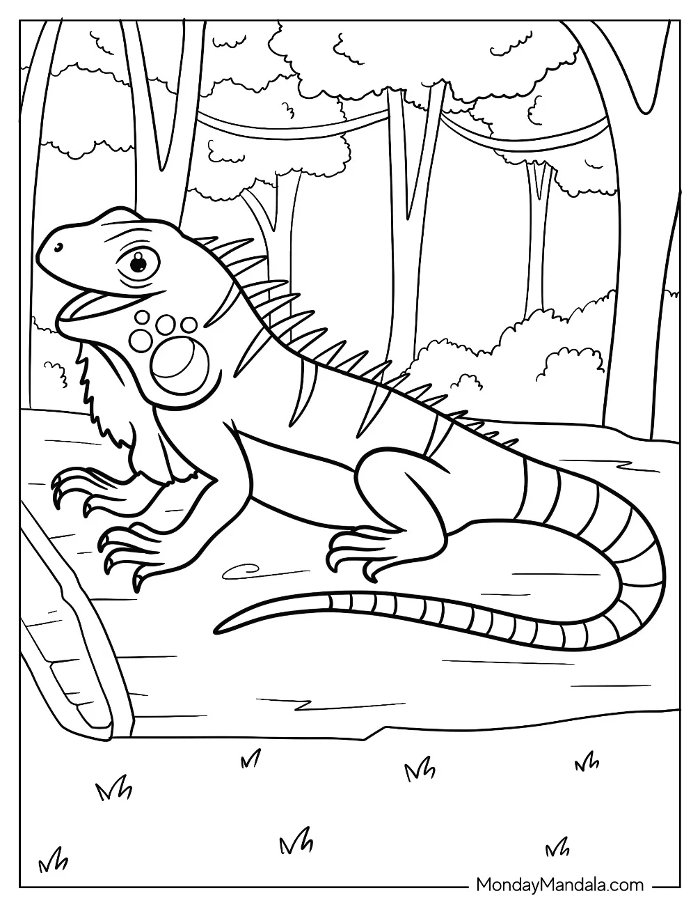 Simple Iguana Coloring Page With Mouth Open coloring page