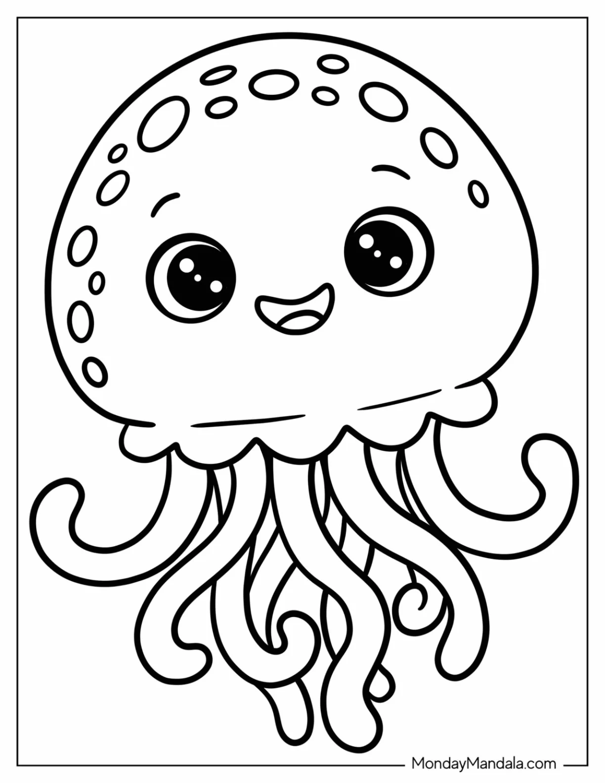 Easy Spotted Jellyfish Coloring Page for Preschoolers coloring page — printable line art