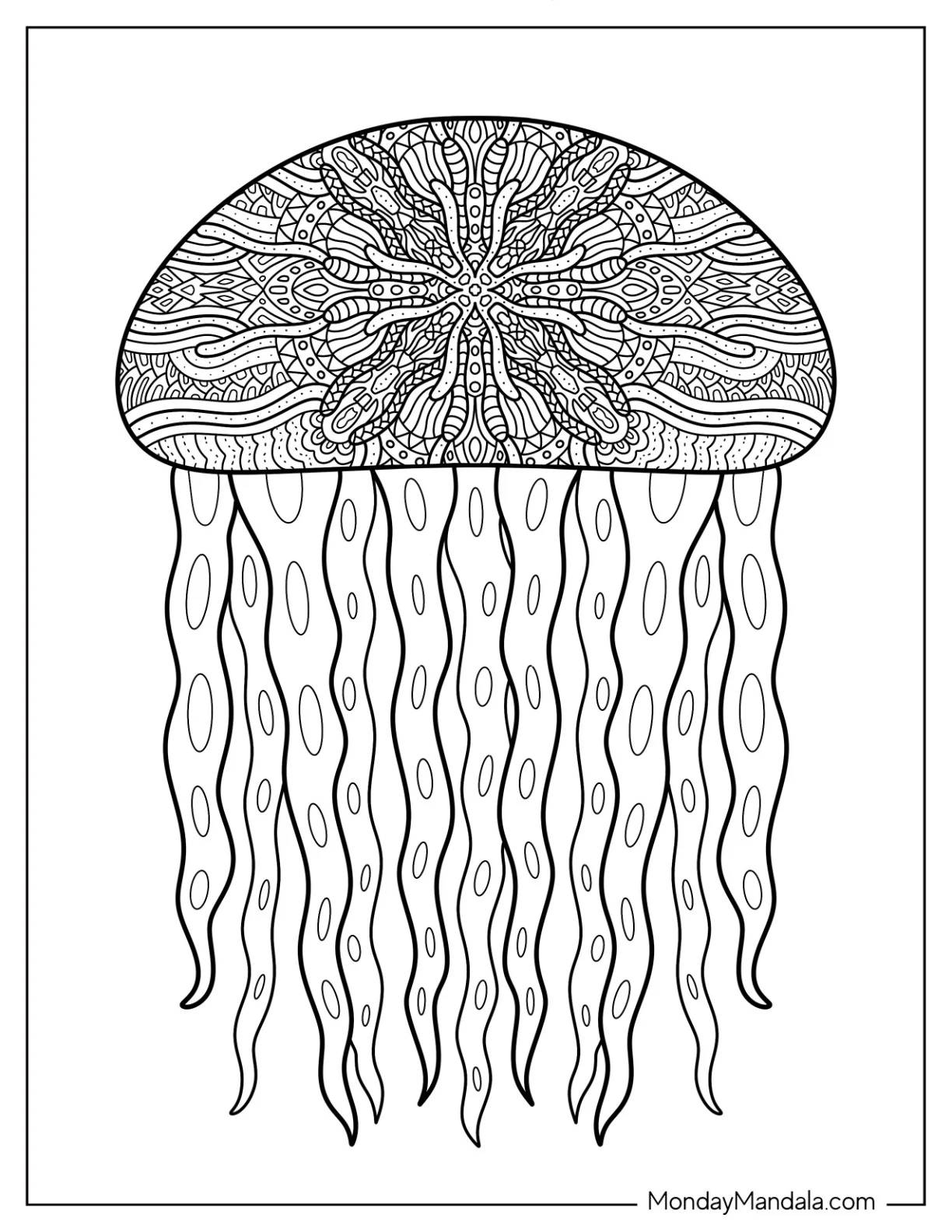 Intricate Jellyfish Coloring Page Mandala coloring page
