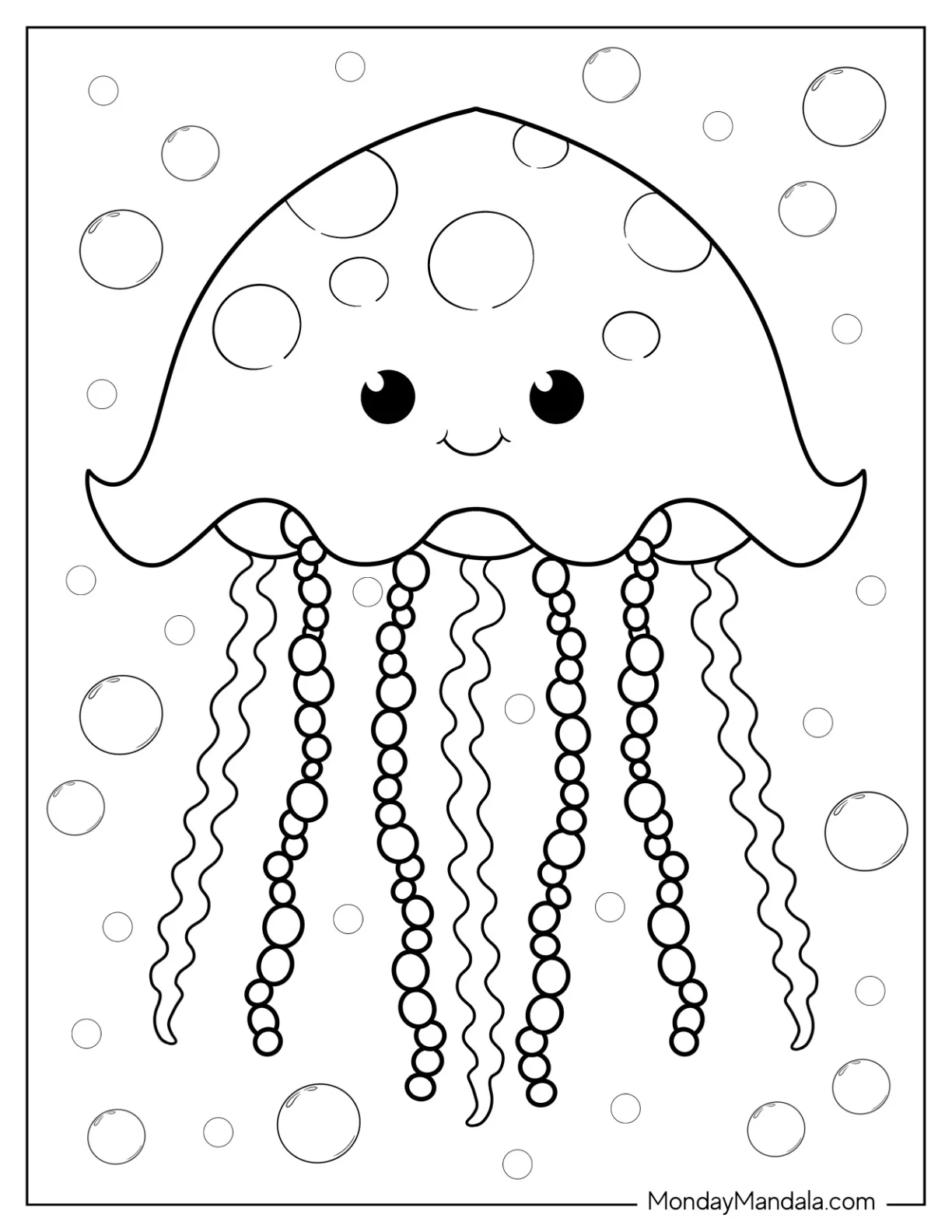 Smiling Spotted Jellyfish Coloring Page coloring page