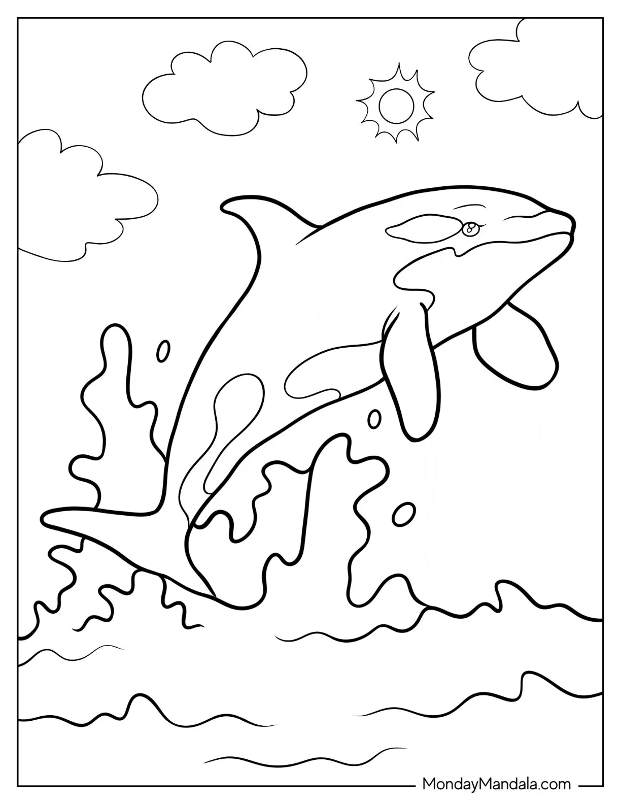 Cute Orca Coloring Page Making A Splash coloring page