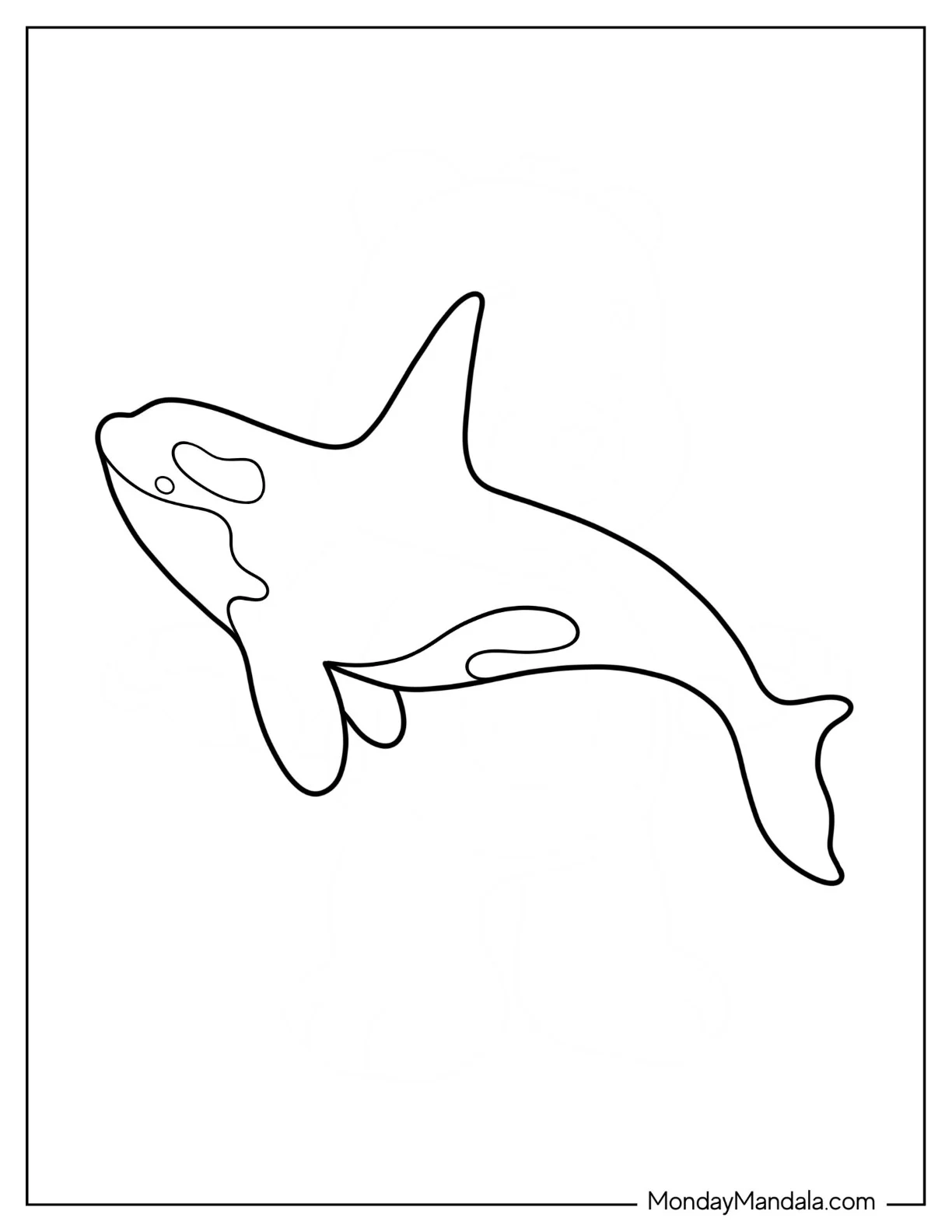 Easy Orca Coloring Page For Kids coloring page — printable line art