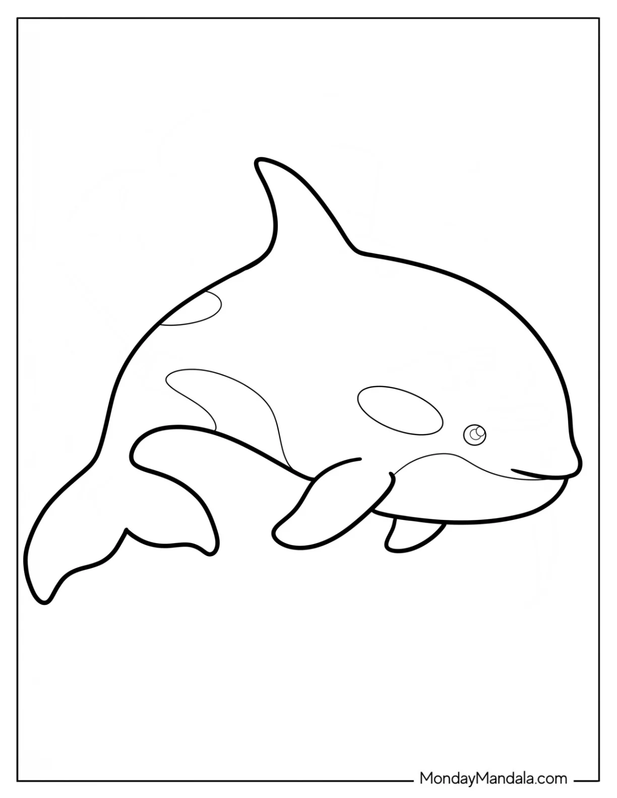 Gentle Killer Whale Gliding Through Water Coloring Page for Preschoolers coloring page