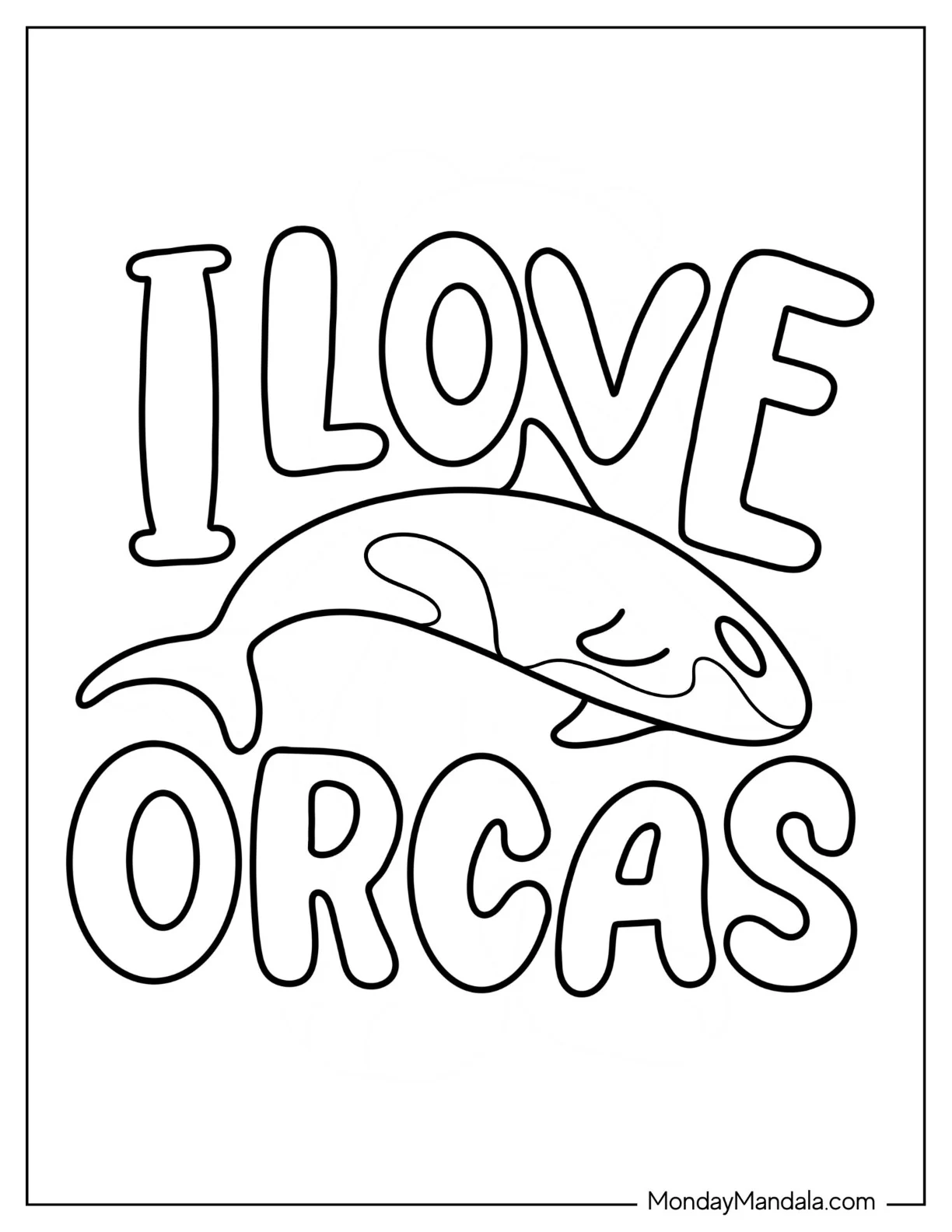 I Love Orcas Coloring Page coloring page